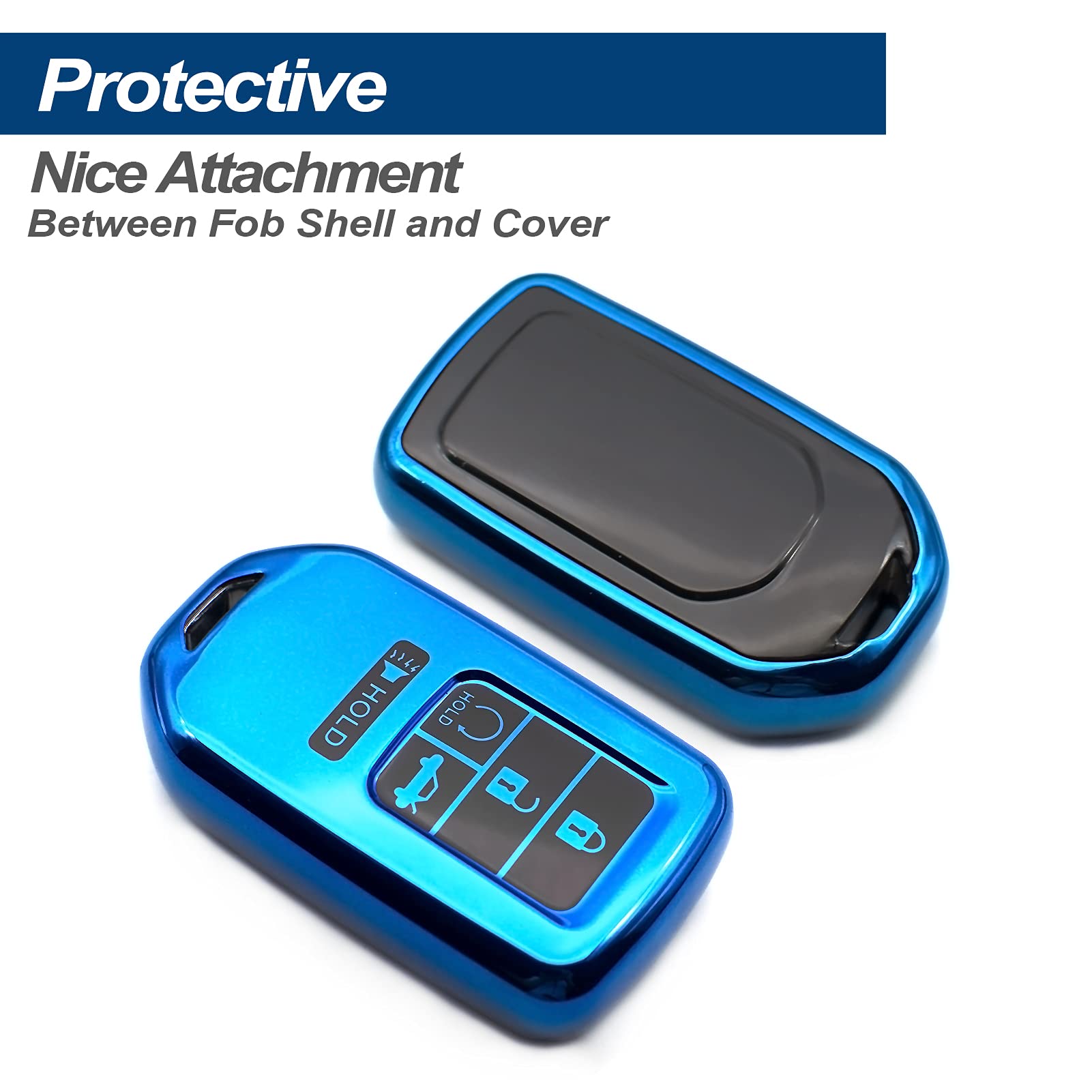Premium TPU Key Fob Cover Case for Honda Passport CR-V Accord Pilot Civic HR-V Insight - Durable Remote Protector with Keyless Entry - Blue Accessory - Perfect for Daily Use, Car Protection & Key Organization
