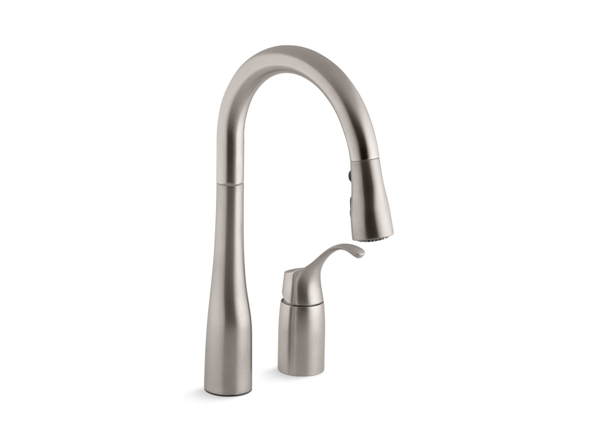 KOHLER 649-VS Simplice Pull-Down Kitchen Sink Faucet with Sprayer - Stainless Steel Bar & Prep Faucet for Modern Kitchens | Perfect for Washing Dishes, Filling Pots & Food Prep