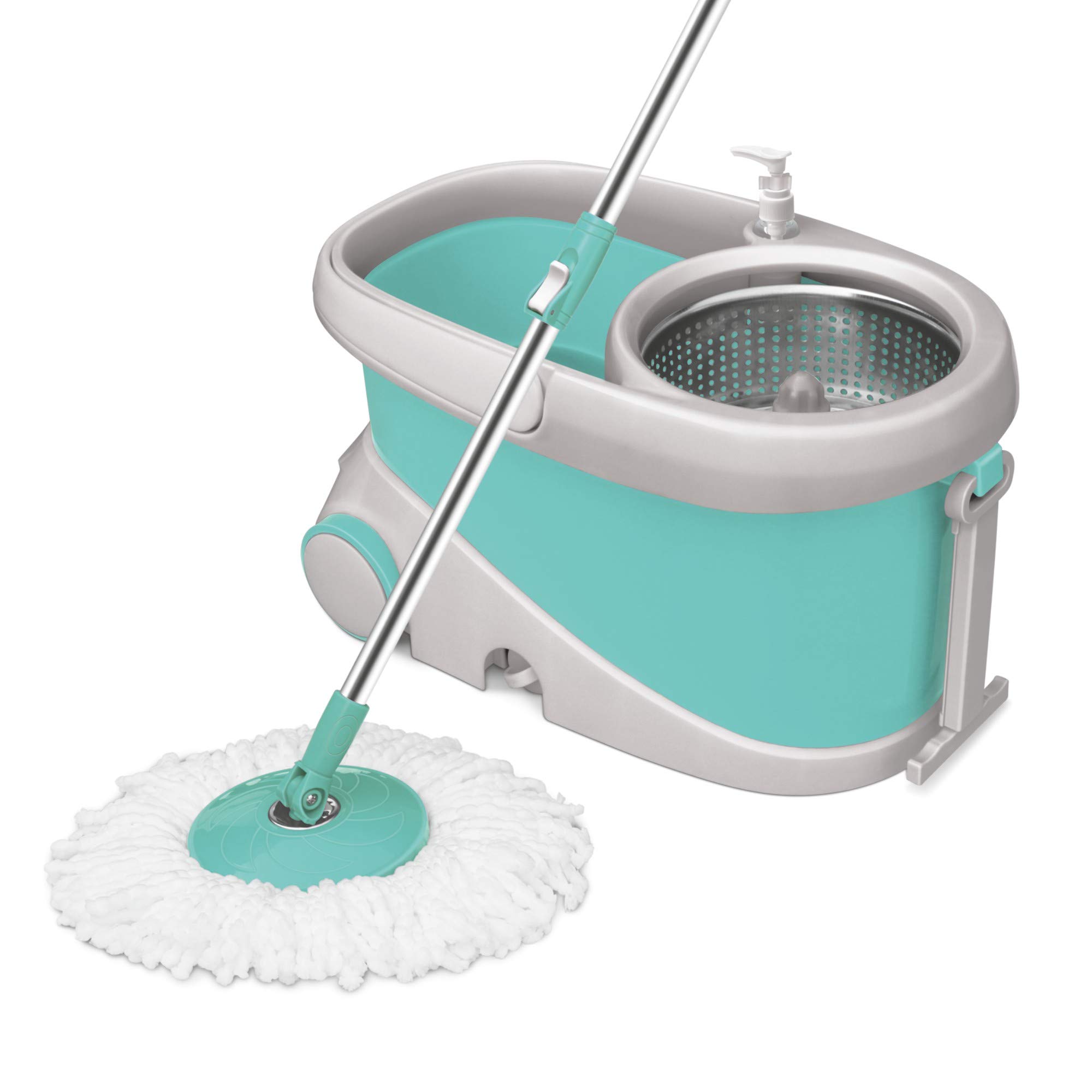 **Spotzero by Milton Prime Mop with Big Wheels & Stainless Steel Wringer – Aqua Green (Includes 2 Refills) – Ideal for Hardwood Floors, Tile & Kitchen Cleaning**