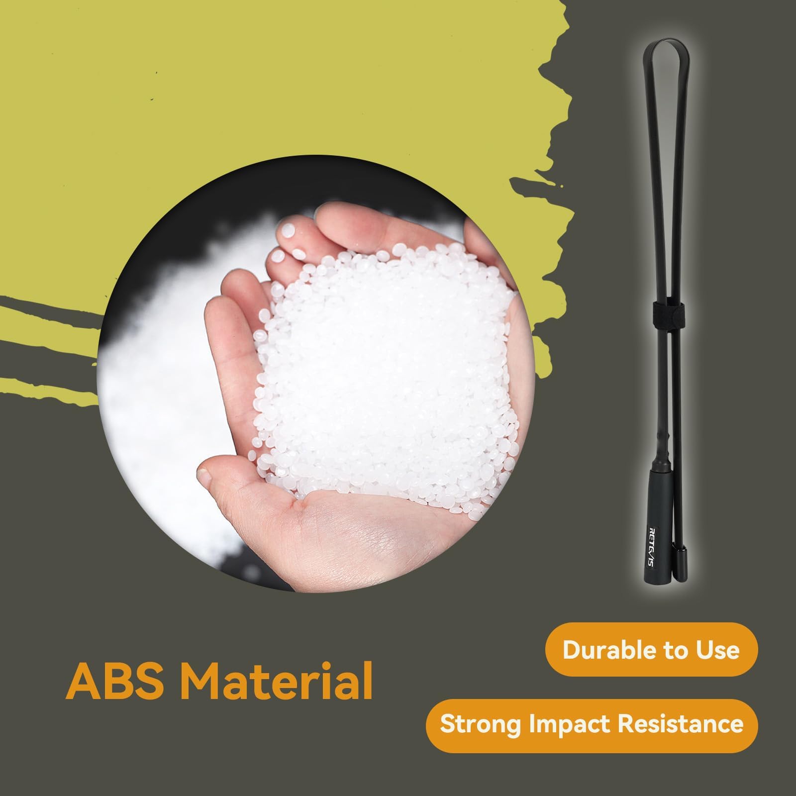 Retevis HA02 Foldable Tactical Antenna SMA-M Dual Band UHF VHF for Retevis RT1 RT3 RT3S RT83 RT85 RT87 & Baofeng UV-3R Walkie Talkies - Portable 2-Way Radio Antenna for Outdoor Adventures, Camping, Hiking and Emergency Communication (1PC)