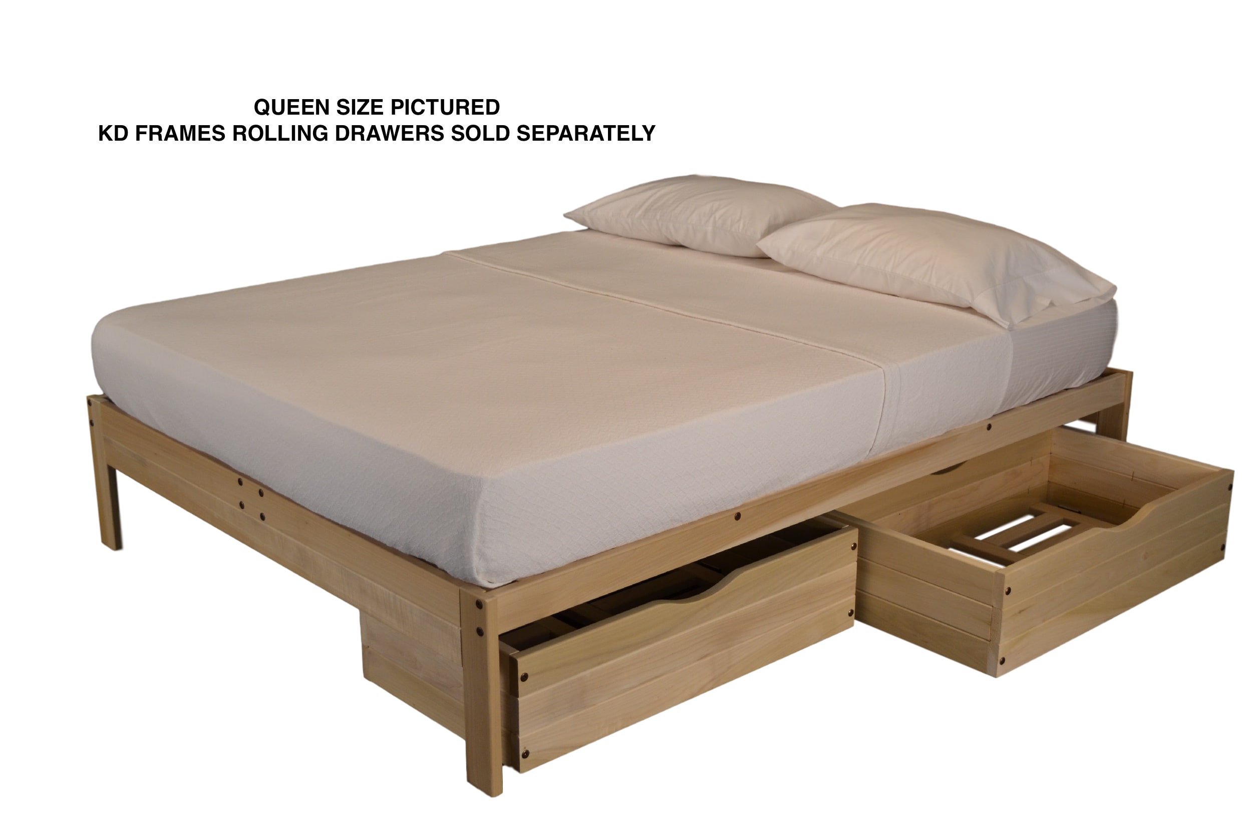 KD Frames Nomad Platform Bed - Twin Size Solid Wood Bed Frame - Unfinished Minimalist Swedish Design - Easy Assembly, No Box Spring Needed - Natural Wood Bed for Modern Bedroom, Guest Room, Dorm or Apartment