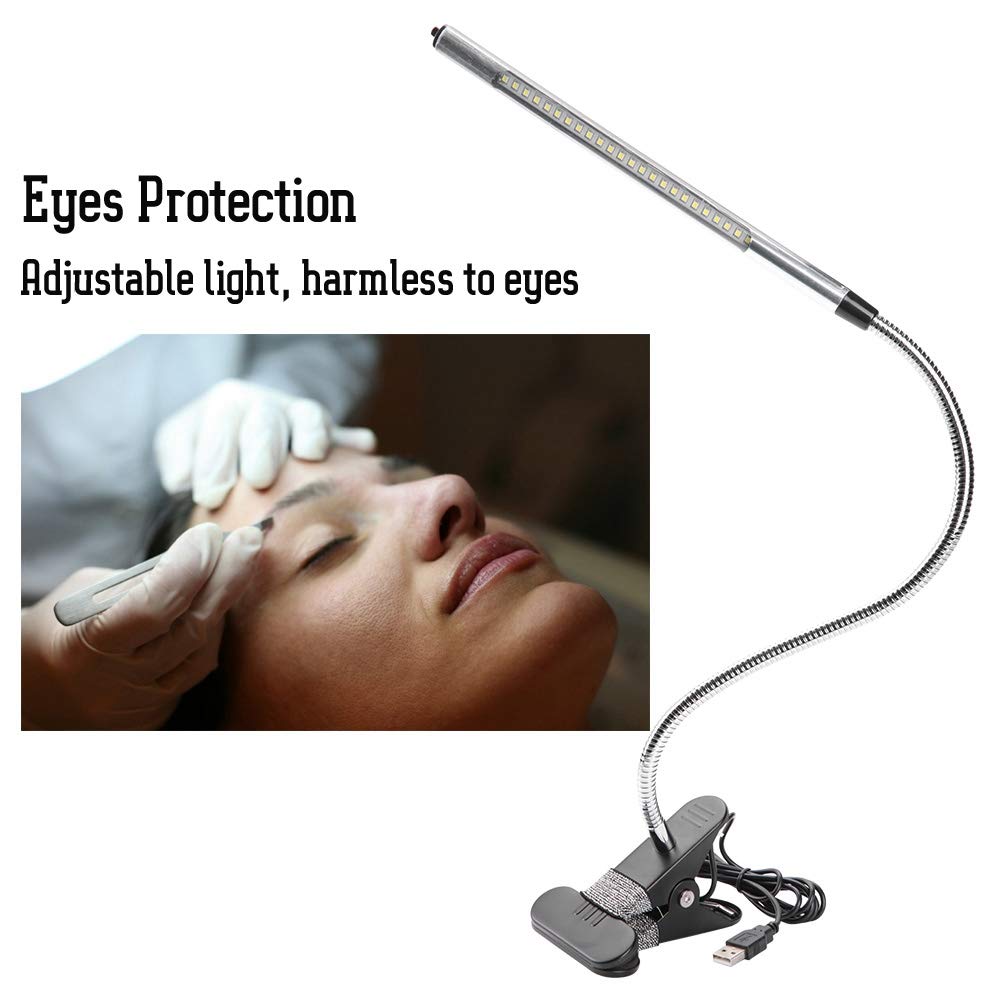 Dimmable LED Desk Lamp with USB Power - Flexible Clip-On Reading Light for Books, Jewelry Repair, Tattoo & Makeup | Eye-Caring Study Lamp for Office, Bedroom & Beauty Salon