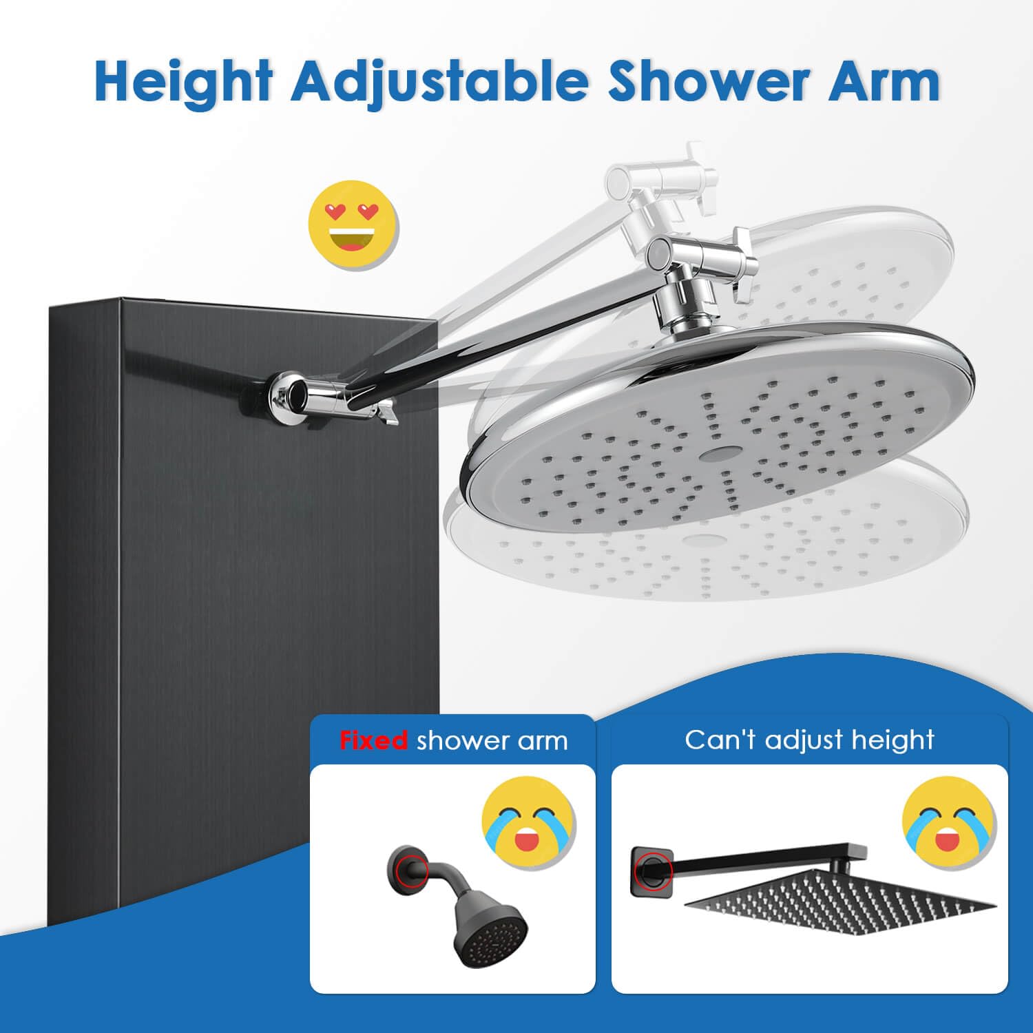 ROVOGO 6-Jet Stainless Steel Shower Panel System - Rainfall Shower Head, Handheld Spray & Adjustable Height Shower Tower for Luxurious Spa Experience | Perfect for Master Bathroom Remodel & Modern Home Upgrade
