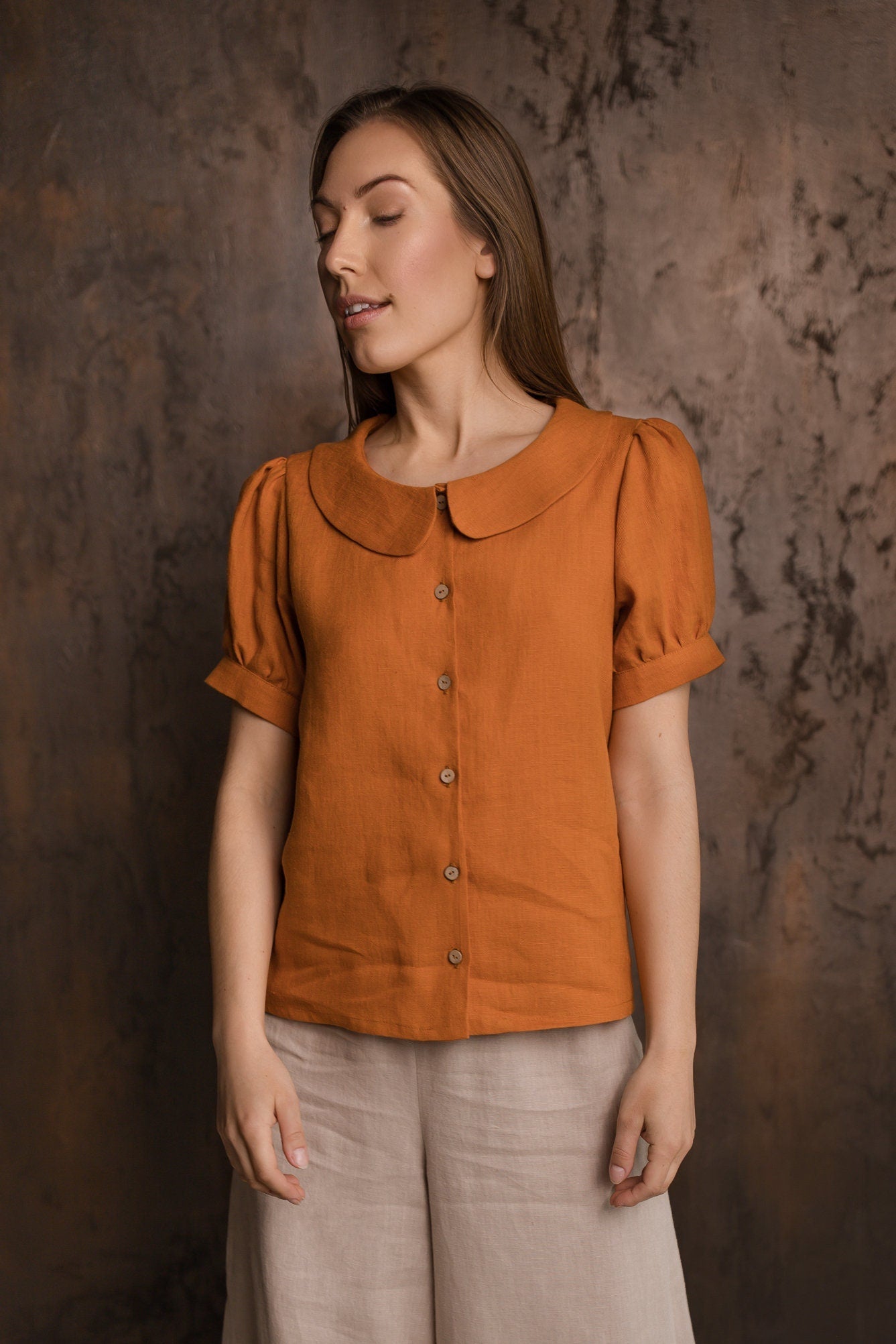 Linen Oversized Button Down Shirt for Women - MARIA Relaxed Fit Long Sleeve Blouse | Perfect for Casual Wear, Office Outfits & Summer Vacation