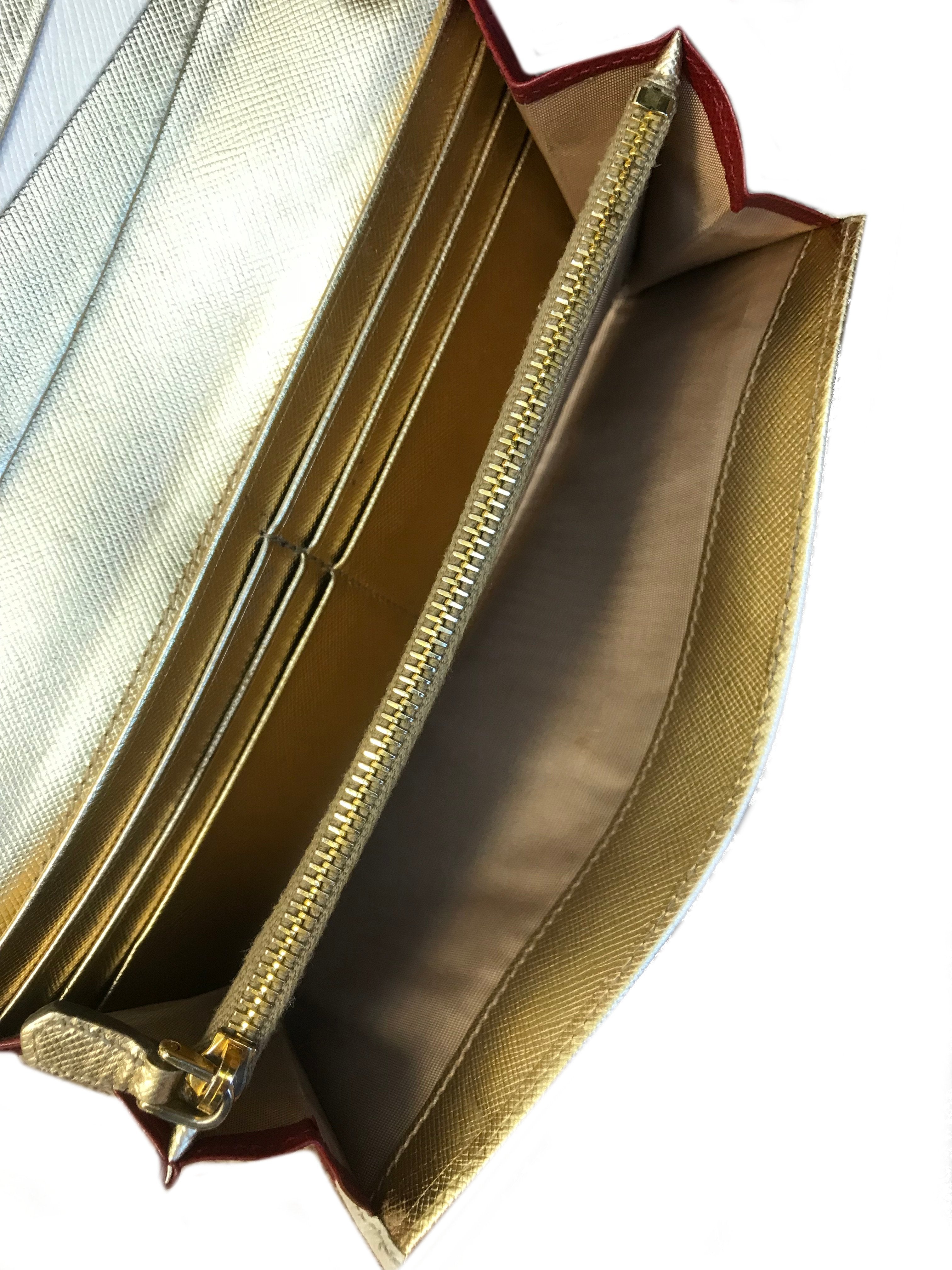 Prada Saffiano Leather Long Wallet for Women - Luxury Bifold Wallet with Multiple Card Slots & Zippered Coin Pocket - Perfect for Everyday Use, Travel & Business