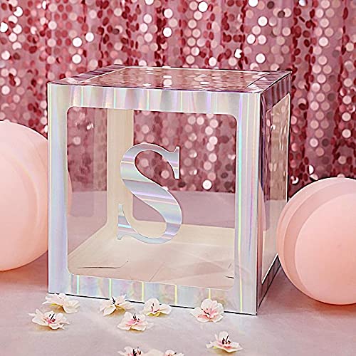4 Pack Iridescent 5 Inch Letter S Stickers - Self-Adhesive Wall Decals for Party Backdrop, Room Decor, Nursery, Classroom & Photo Booth Background