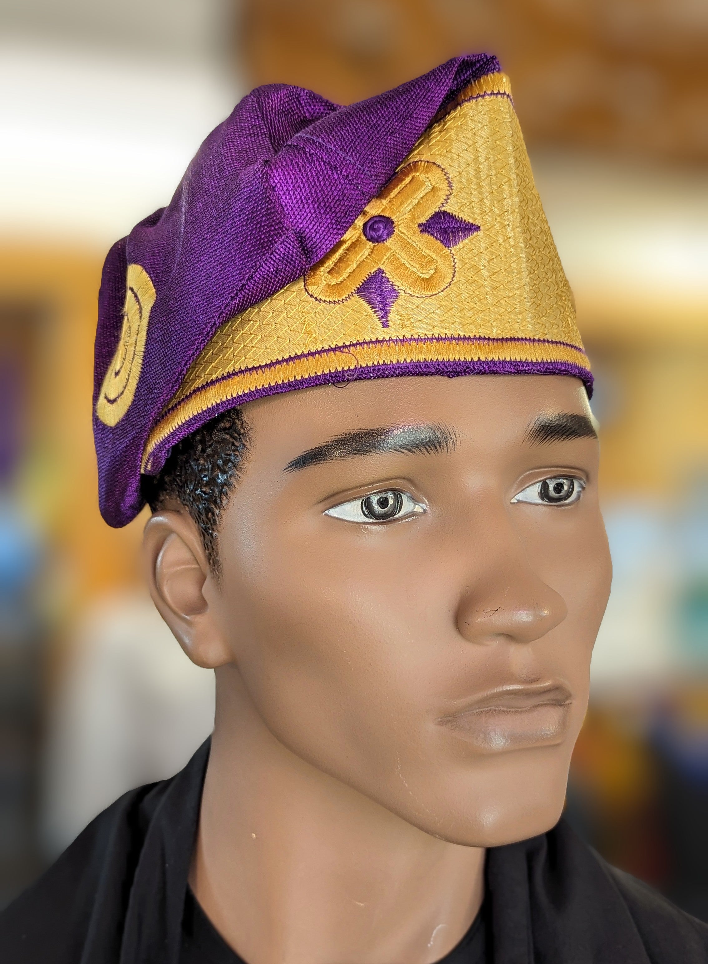 Dupsie's Authentic Purple African Aso Oke Kufi Cap - Handmade Traditional Hat for Men - Perfect for Weddings, Cultural Events & Special Occasions