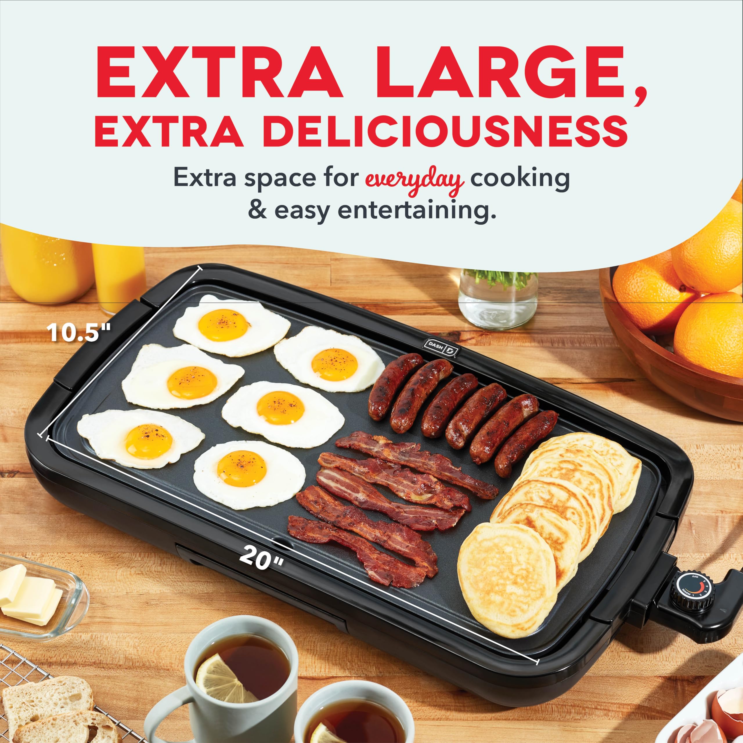 DASH Deluxe 1500-Watt Electric Griddle with Removable Nonstick Cooking Plate - 20