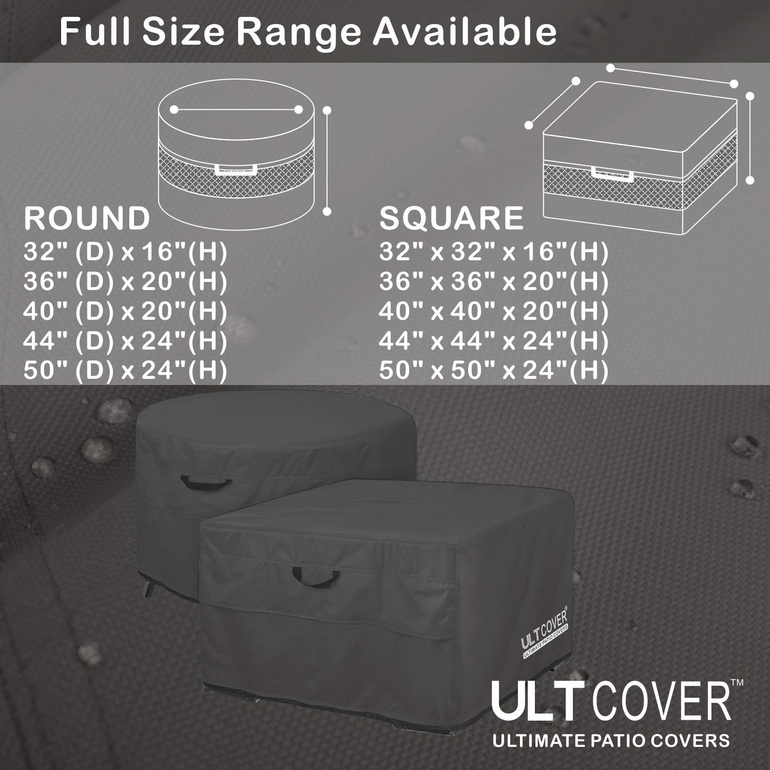 ULTCOVER 36 Inch Round Patio Fire Pit Table Cover - Waterproof Outdoor Fire Bowl Cover for All Weather Protection, Black - Perfect for Backyard, Deck, and Garden Use