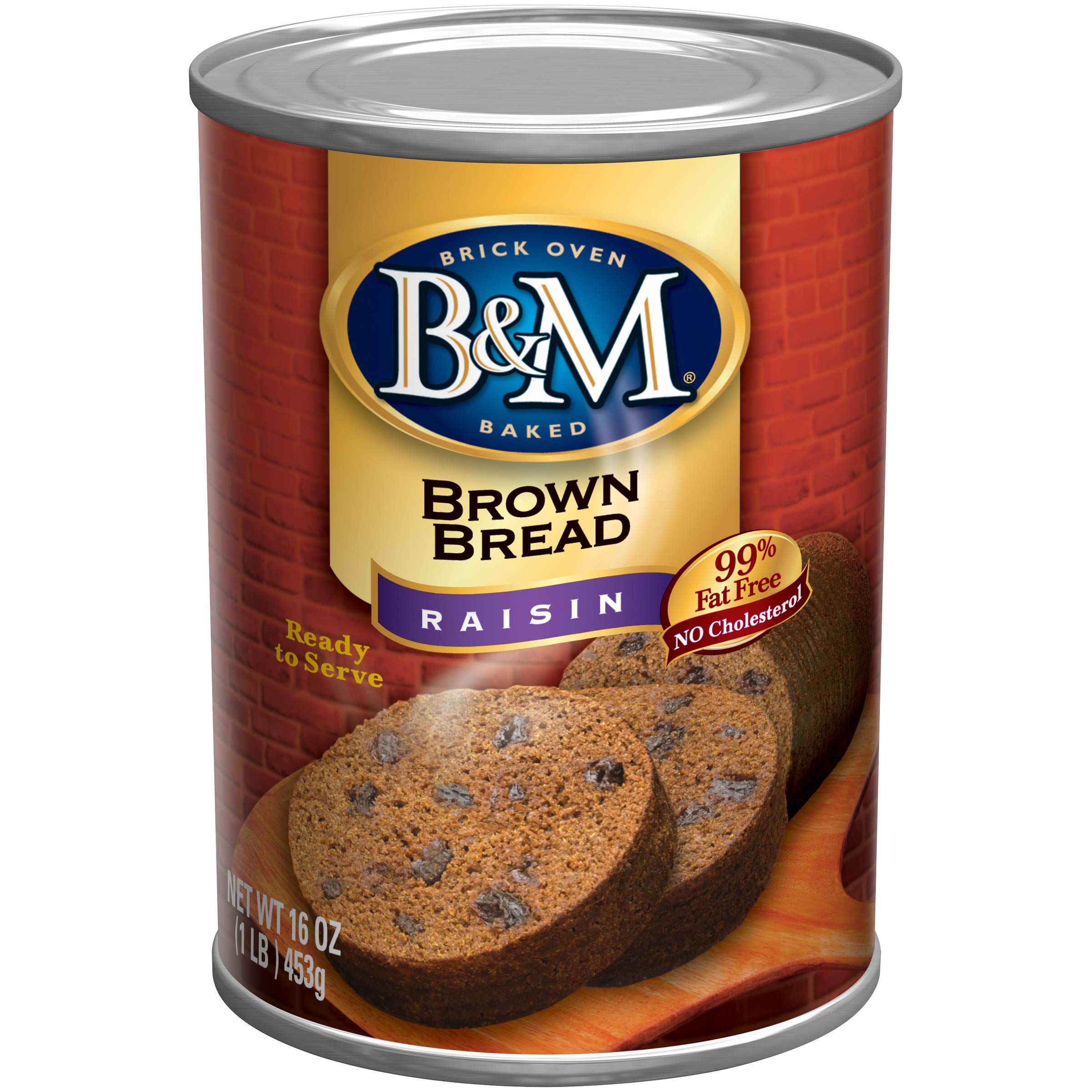 B&M Brown Bread with Raisins - 16 Ounce (Pack of 12) | Whole Wheat Sandwich Bread for Breakfast, Snacks & Healthy Eating | Perfect for Toasting, Sandwiches & School Lunches