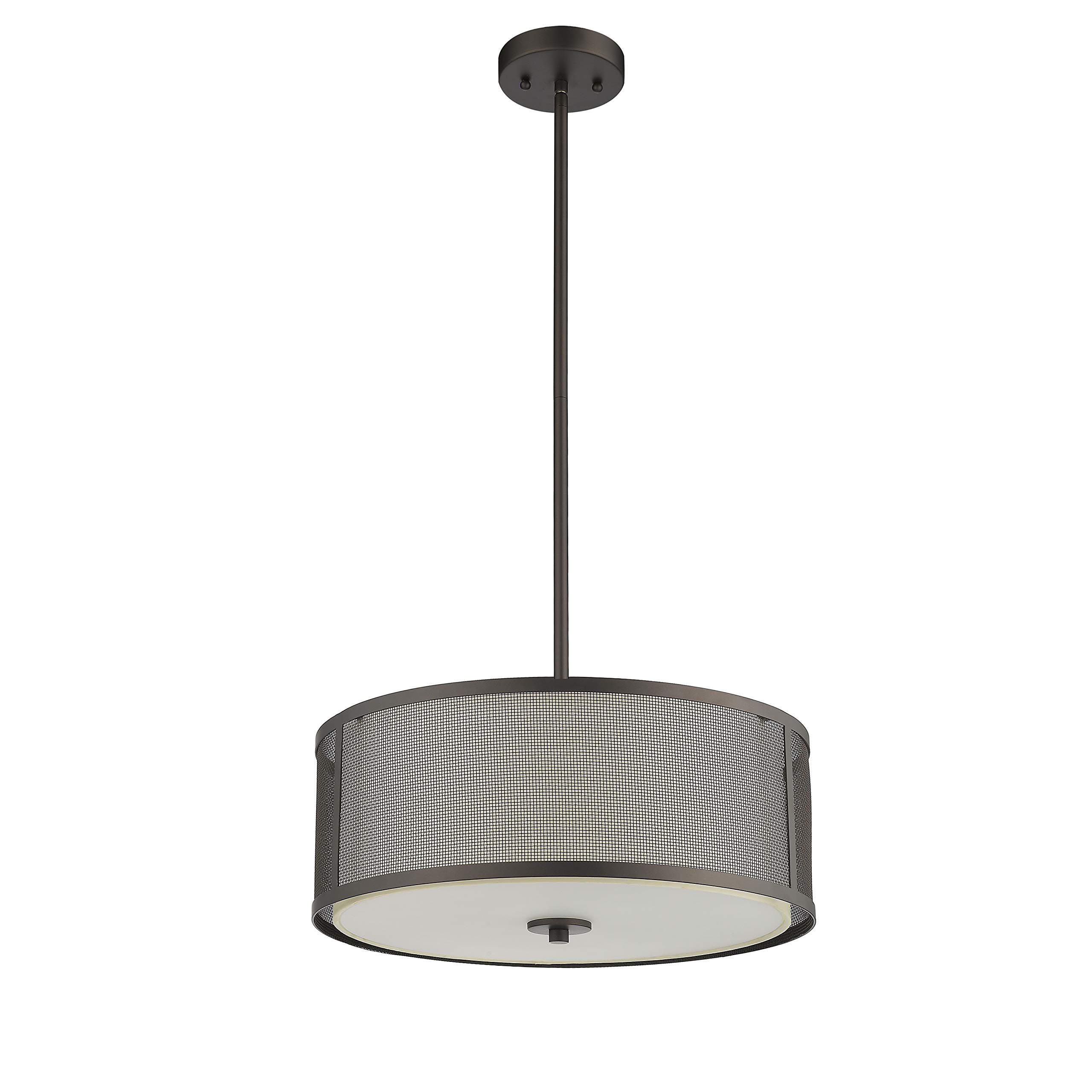Transitional 3-Light Rubbed Bronze Ceiling Pendant Fixture - 16 Inch Wide - Perfect for Dining Room, Kitchen Island or Entryway Lighting