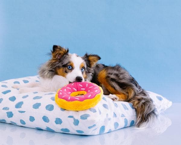 Zippy Donutz Strawberry Plush Squeaker Toy - Cute & Soft Stuffed Donut Dog Chew Toy for Small & Medium Pets - Perfect for Playtime, Training & Cuddling