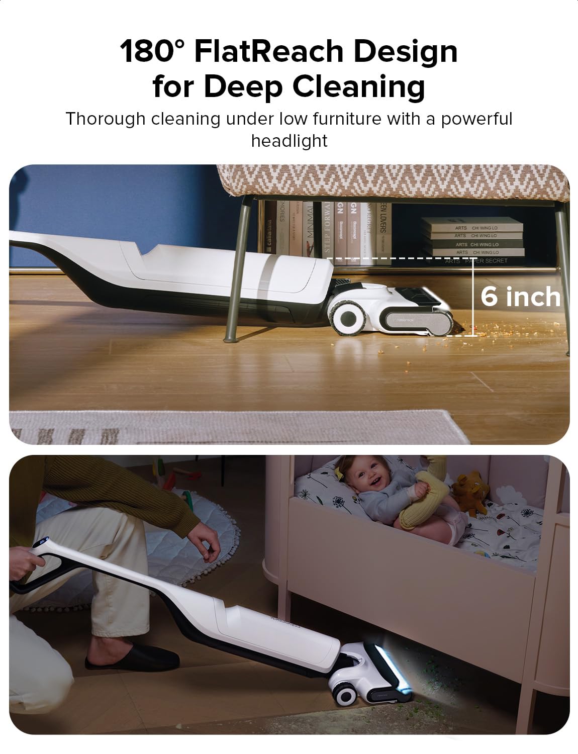 Roborock Flexi Pro Cordless Wet Dry Vacuum Cleaner and Mop - 17000Pa Powerful Suction, Hot Water Self-Cleaning, Hot Air Drying System for Hard Floors & Tiles | Edge-to-Edge Cleaning with FlatReach Technology | Perfect for Home, Office & Pet Hair Cleaning