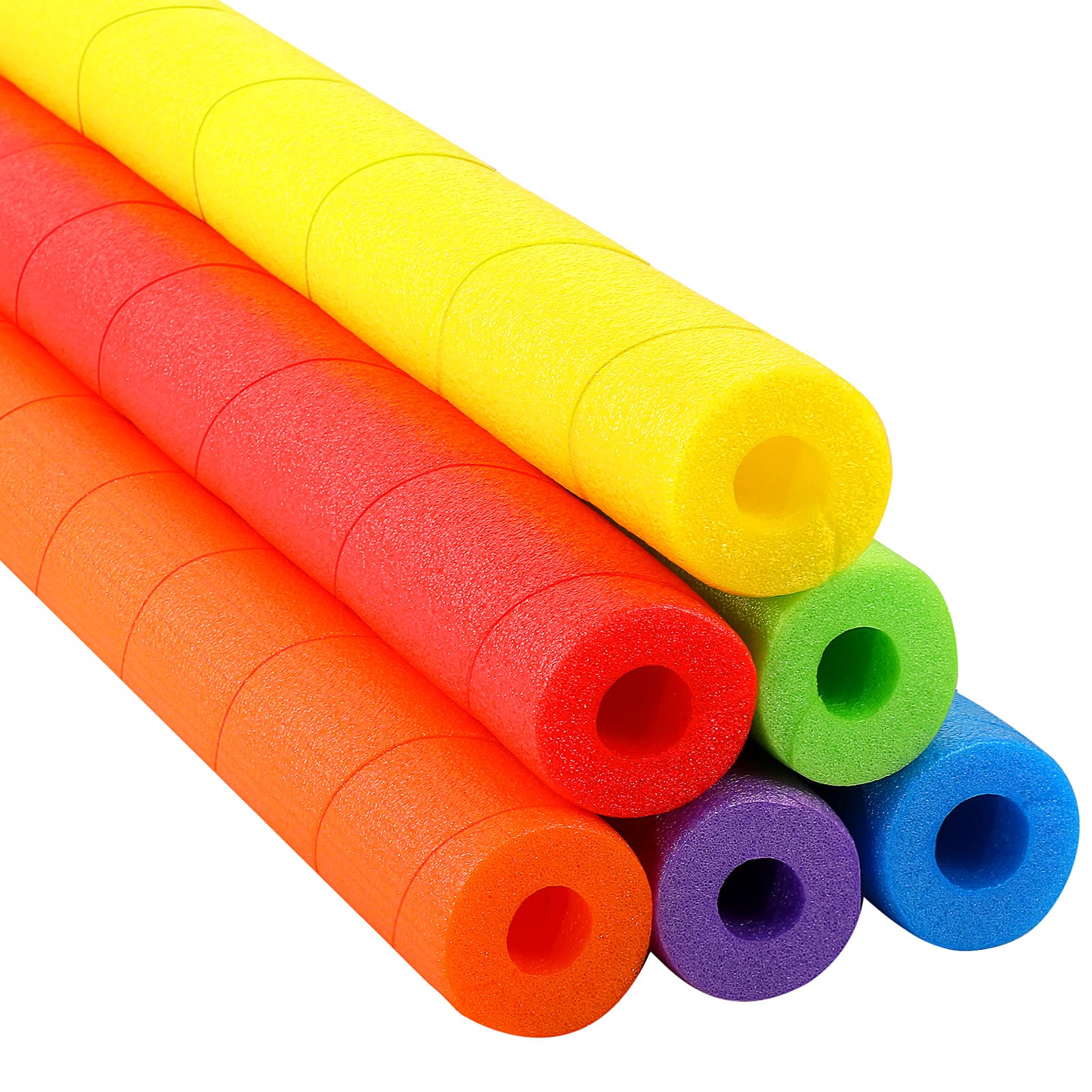 Frienda 6 Pcs Multicolor Pool Noodles - 27.5 Inch Hollow Swim Float Tubes for Swimming, Floating, Crafts, Insulation, Pool Bumpers & Kids Water Games