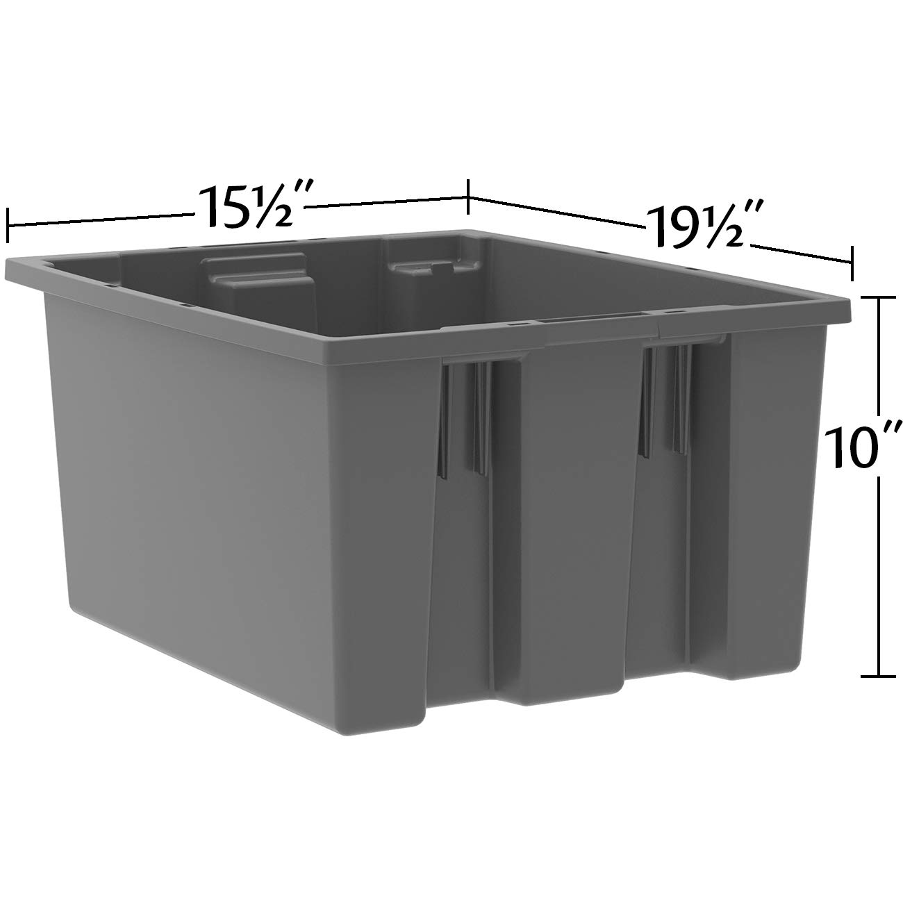 Akro-Mils 35190 Stackable Plastic Storage Bins - 6-Pack Gray Nesting Containers (19.5