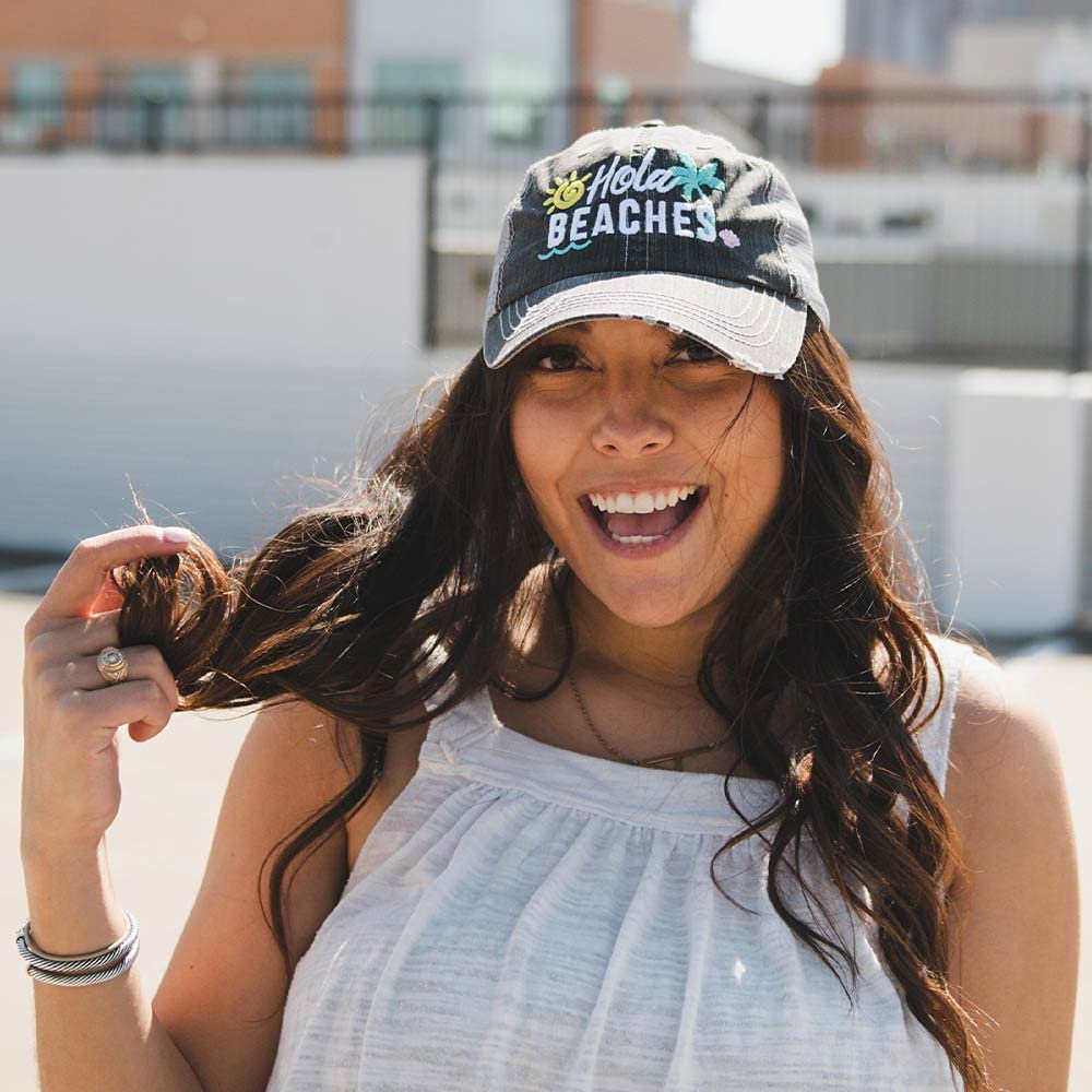 KATYDID Hola Beaches Women's Trucker Hat - Adjustable Snapback Cap for Summer Beach Outfits, Outdoor Activities & Vacation Style