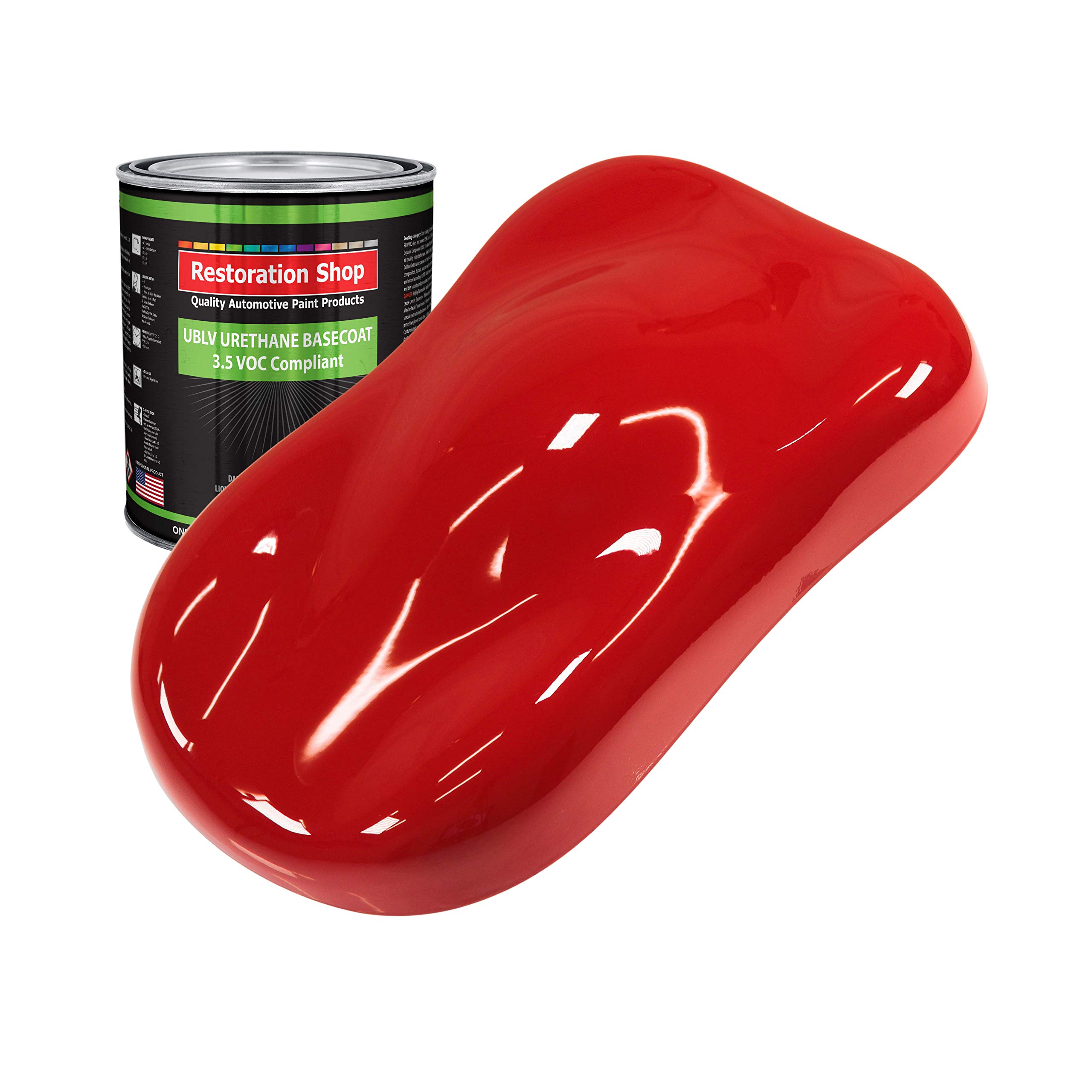 Restoration Shop - Rally Red Low VOC Urethane Basecoat Auto Paint - Quart (Professional High Gloss Automotive Refinish Coating) for Cars, Trucks & Motorcycles - Perfect for DIY Auto Restoration & Professional Body Shop Repairs