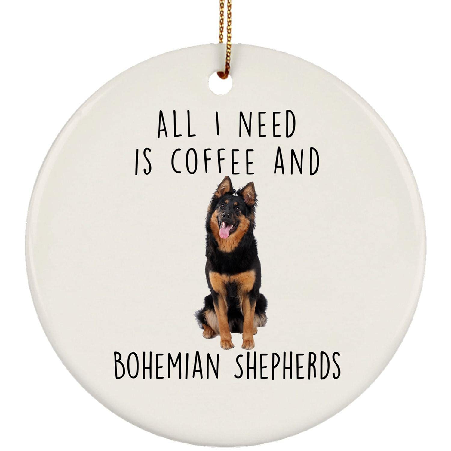 Funny I Love Coffee and Bohemian Shepherd Dog Mom Gift - Christmas Tree Ornament Circle for 2024 | Perfect for Dog Lovers, Coffee Enthusiasts & Holiday Decor