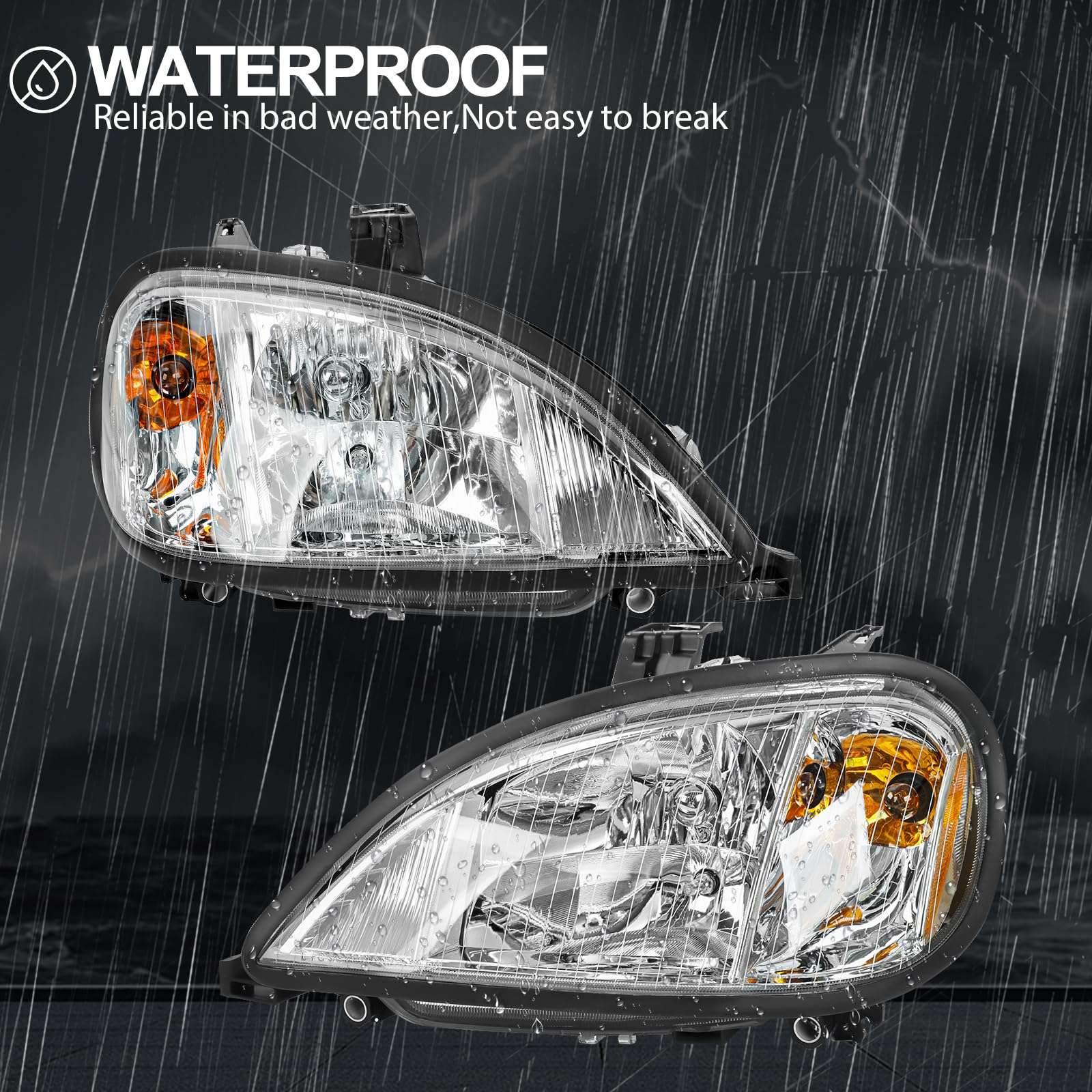 SUPERFASTRACING LED Headlights Headlamps Left & Right Pair Set Replacement for 2004-2017 Freightliner Columbia - High Performance Truck Lighting for Night Driving & Foggy Conditions
