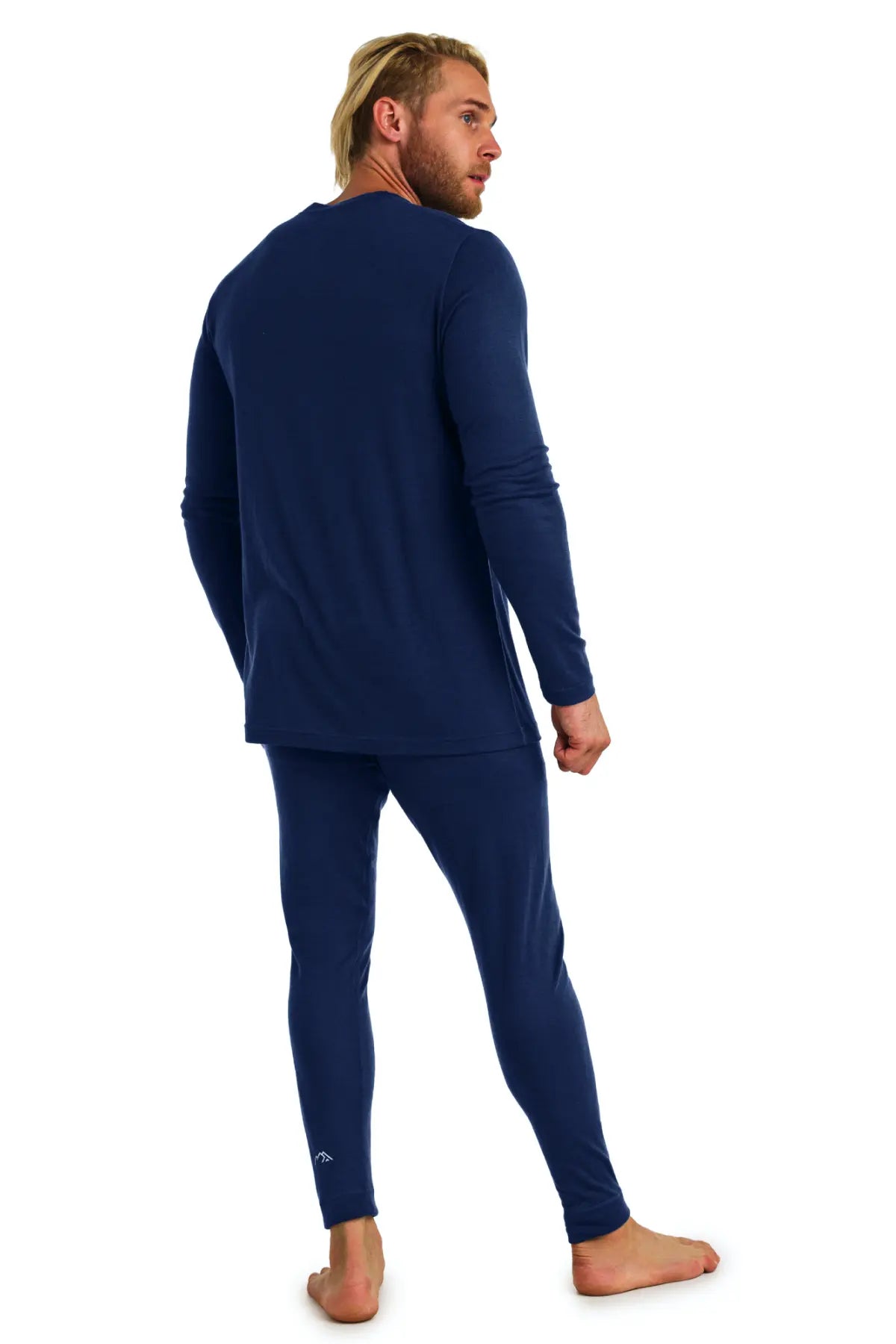 Men's Merino Wool Thermal Underwear Set - 165 Navy Blue - Base Layer for Winter, Skiing & Outdoor Activities