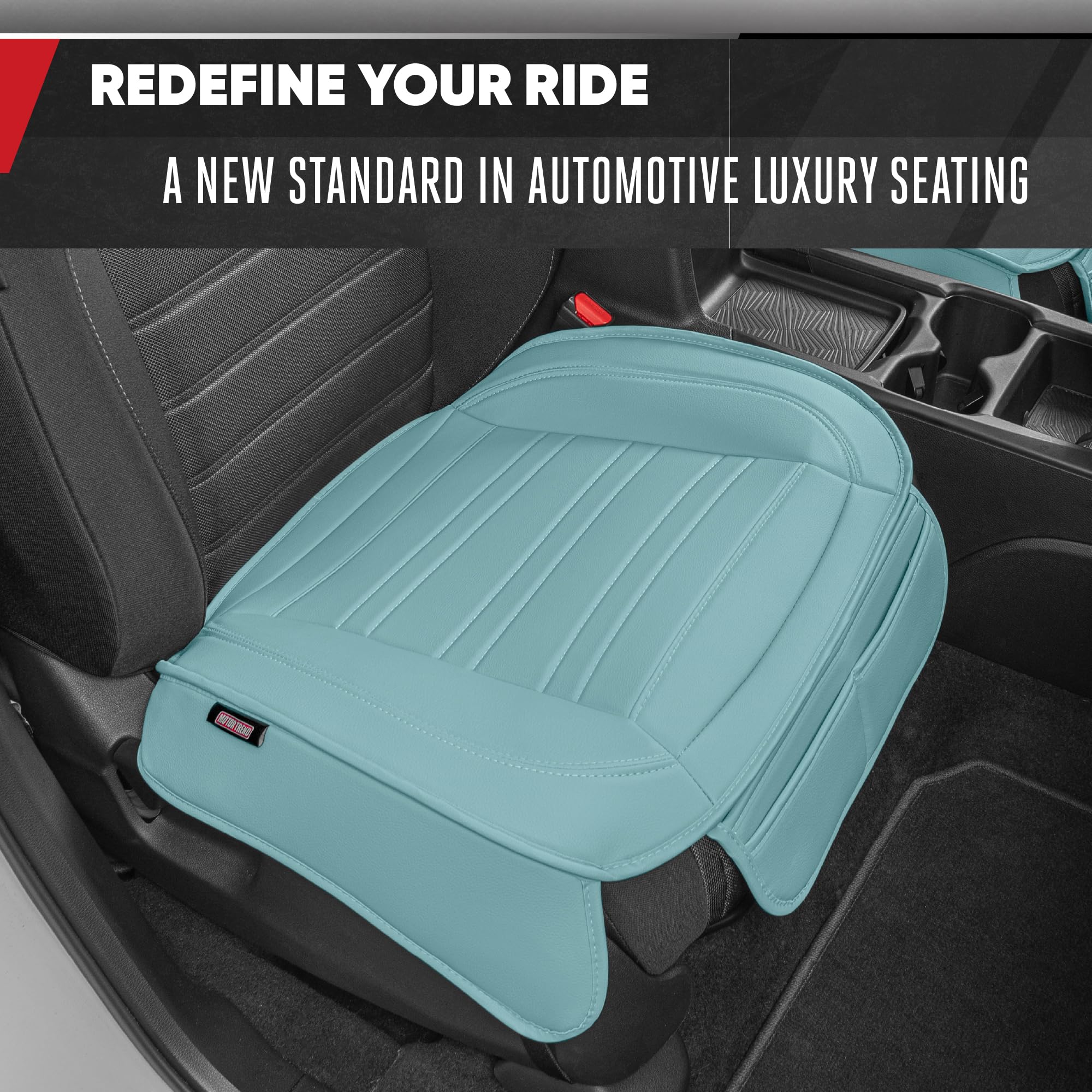 Motor Trend Premium Faux Leather Car Seat Covers - 2-Pack Mint Padded Seat Protectors with Storage Pockets for Cars, Trucks & SUVs | Durable Interior Protection & Comfort for Daily Commute, Road Trips & Family Travel