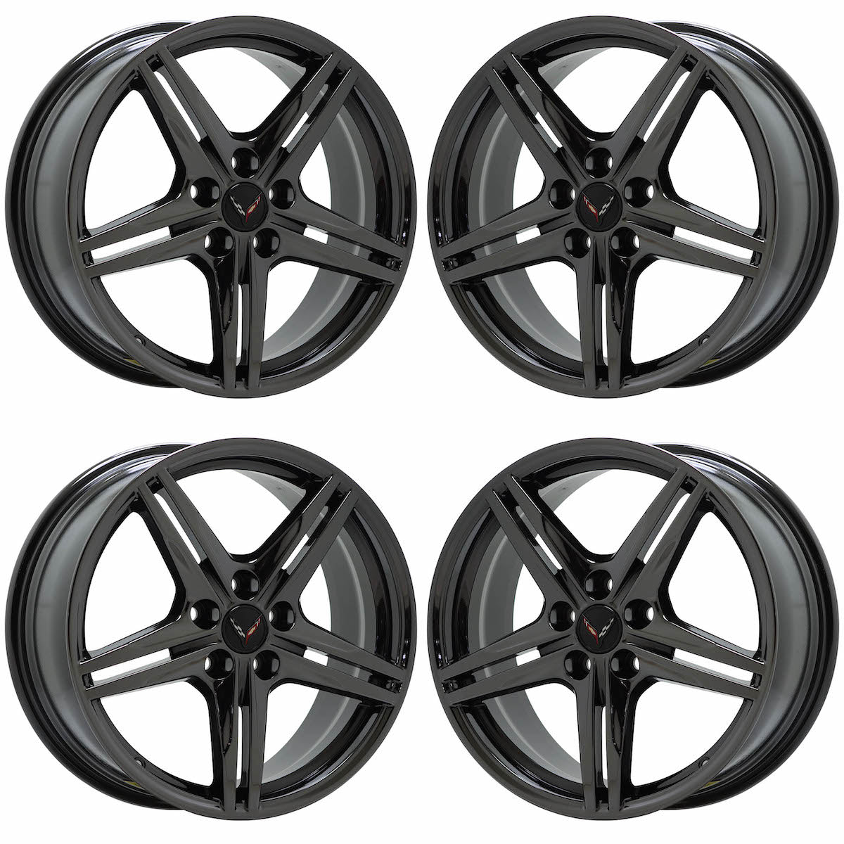 19x8.5 20x11 Corvette C8 Black Chrome Wheels & Rims - Factory 8126 8127 EXCHANGE - Perfect for Performance Upgrades & Custom Styling
