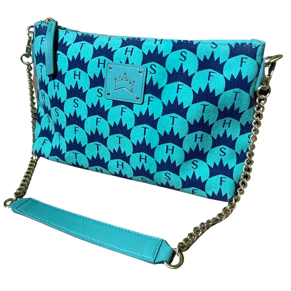 Fashionable Crown Print Sling Bag in Teal - Lightweight Crossbody Purse for Women, Perfect for Travel, Shopping & Everyday Use