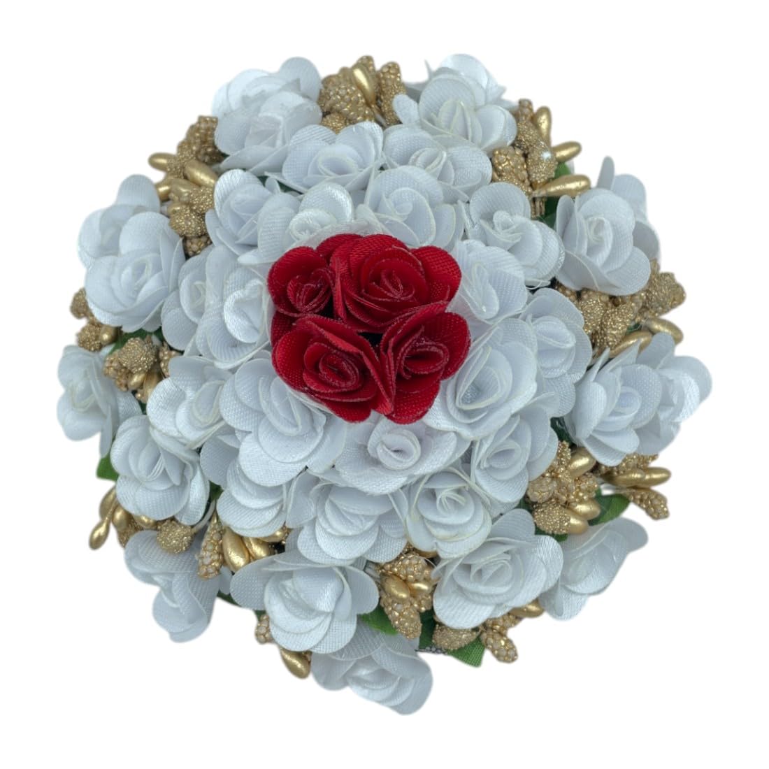 Maahal™ Floral Bun Juda Maker - White & Red Hair Accessories for Women & Girls | Perfect for Weddings, Parties & Festivals | Pack of 1