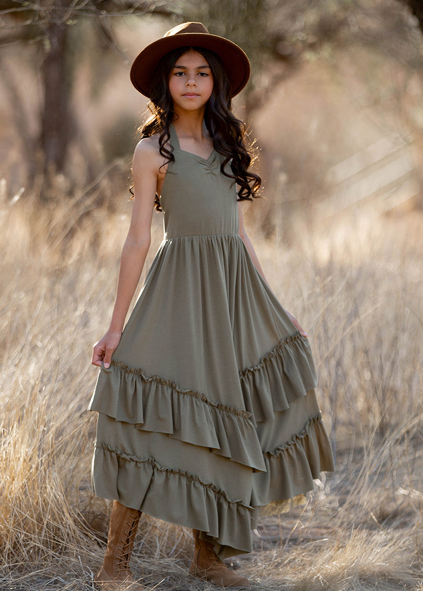 Eucalyptus Green Jenny Dress - Women's Floral Summer Midi Dress | Perfect for Casual Outings, Beach Vacations & Date Nights