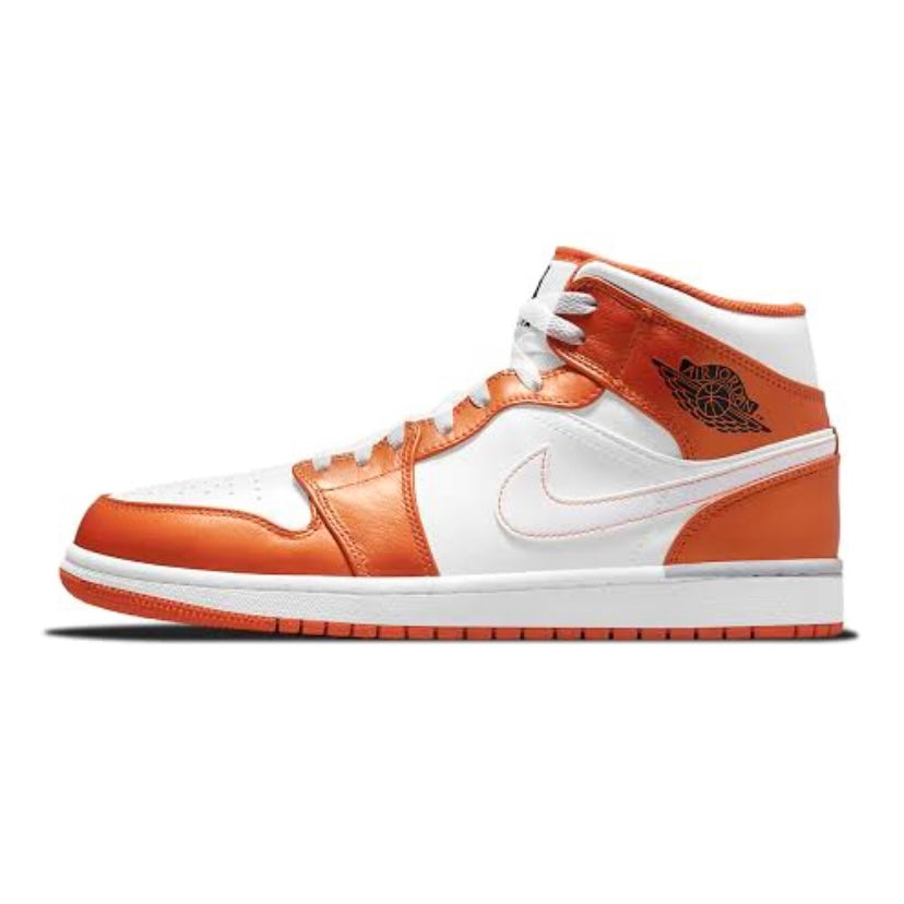Air Jordan 1 Mid Sneakers - Metallic Orange Basketball Shoes for Men | High-Top Court Style for Casual Wear & Street Fashion