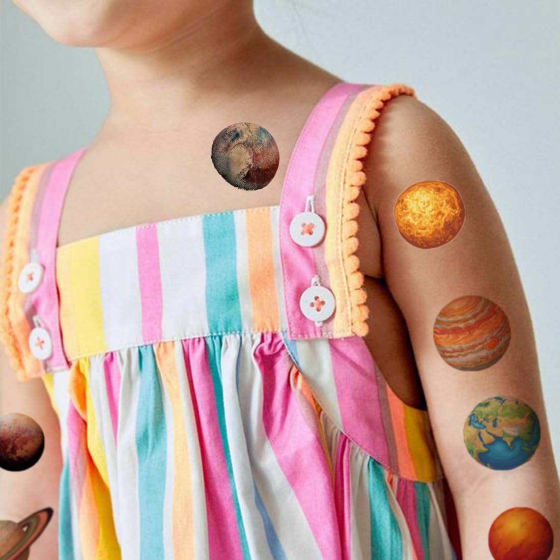 74 Outer Space Planet Temporary Tattoos for Kids - Waterproof Solar System Tattoo Stickers for Boys & Girls Birthday Parties, Goodie Bag Fillers, Space Themed Events & Costume Accessories