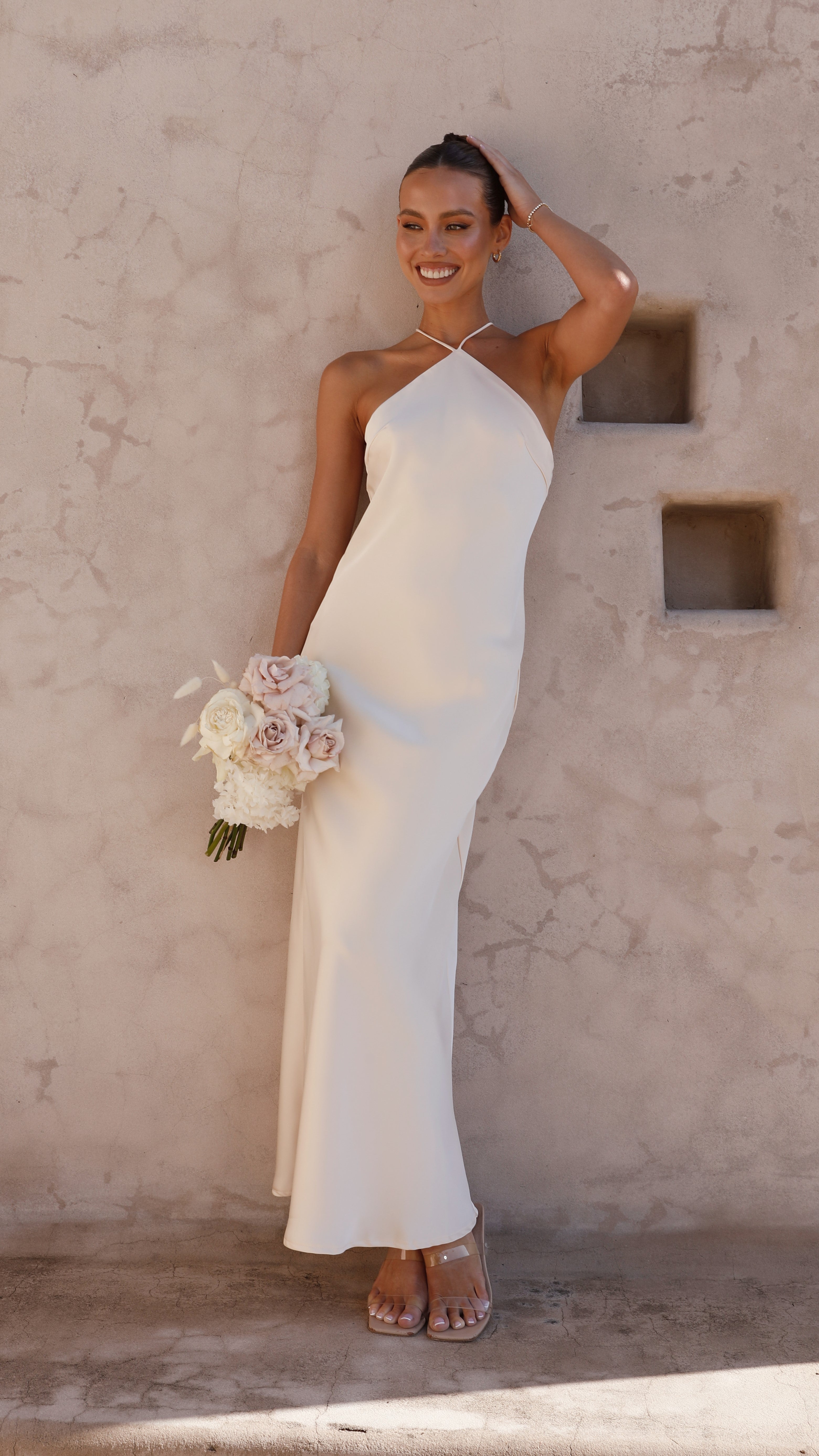 Elegant Chiara Maxi Dress in Champagne - Perfect for Weddings, Parties & Summer Vacations