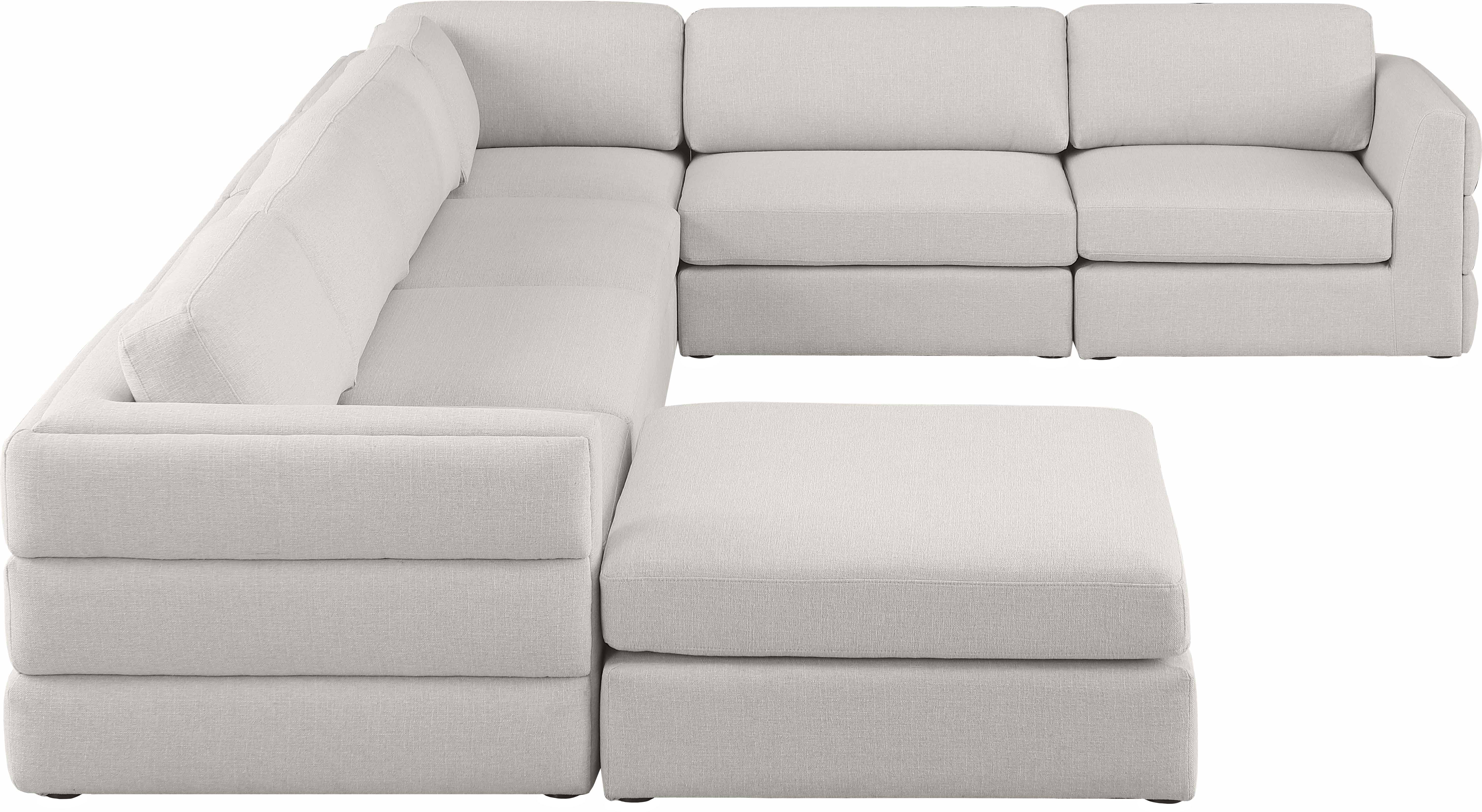 Beckham Durable Linen Textured Fabric Modular Sectional Sofa - Modern Living Room Furniture for Home, Office & Lounge Comfort