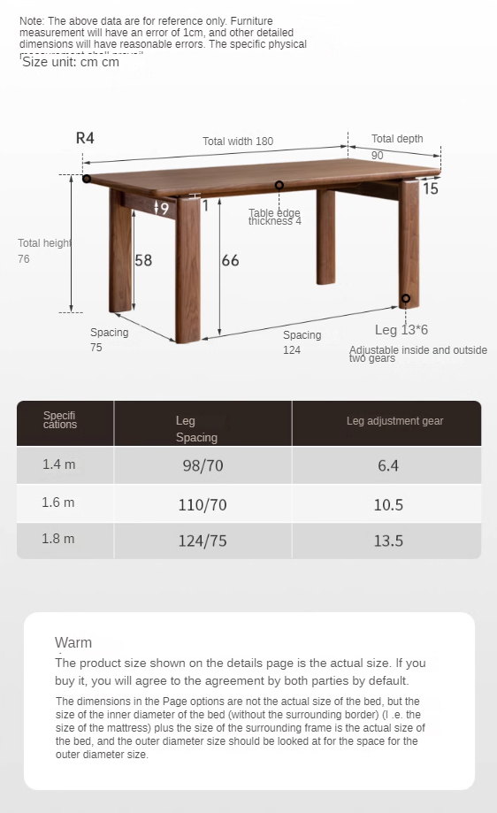 Premium Black Walnut Solid Wood Modern Dining Table - 6 Seater Rustic Farmhouse Style - Perfect for Dining Room, Kitchen & Open Concept Living Spaces