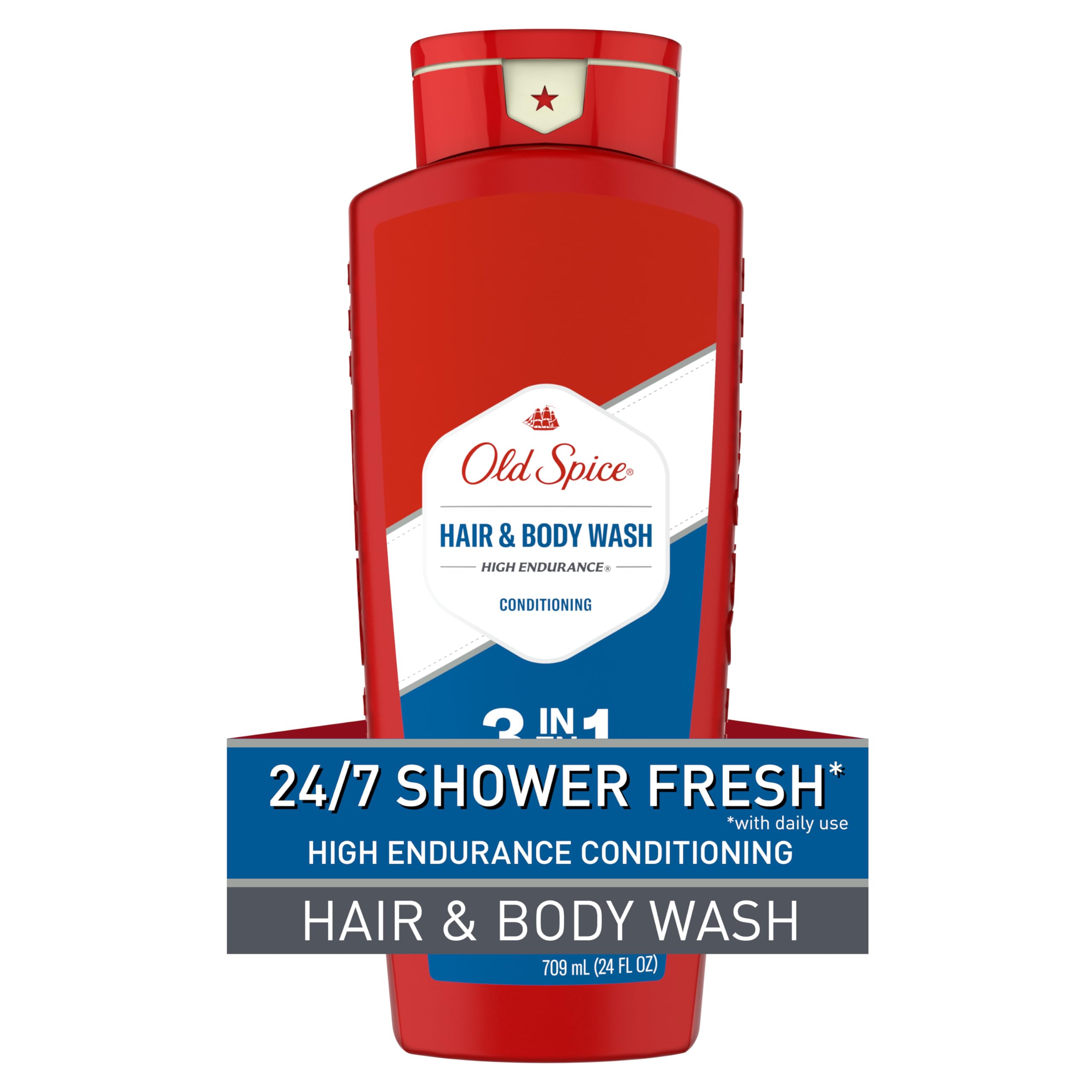 Old Spice High Endurance Men's 2-in-1 Hair & Body Wash with Conditioner, 24 fl oz - Refreshing Shower Gel for Gym, Travel & Daily Use