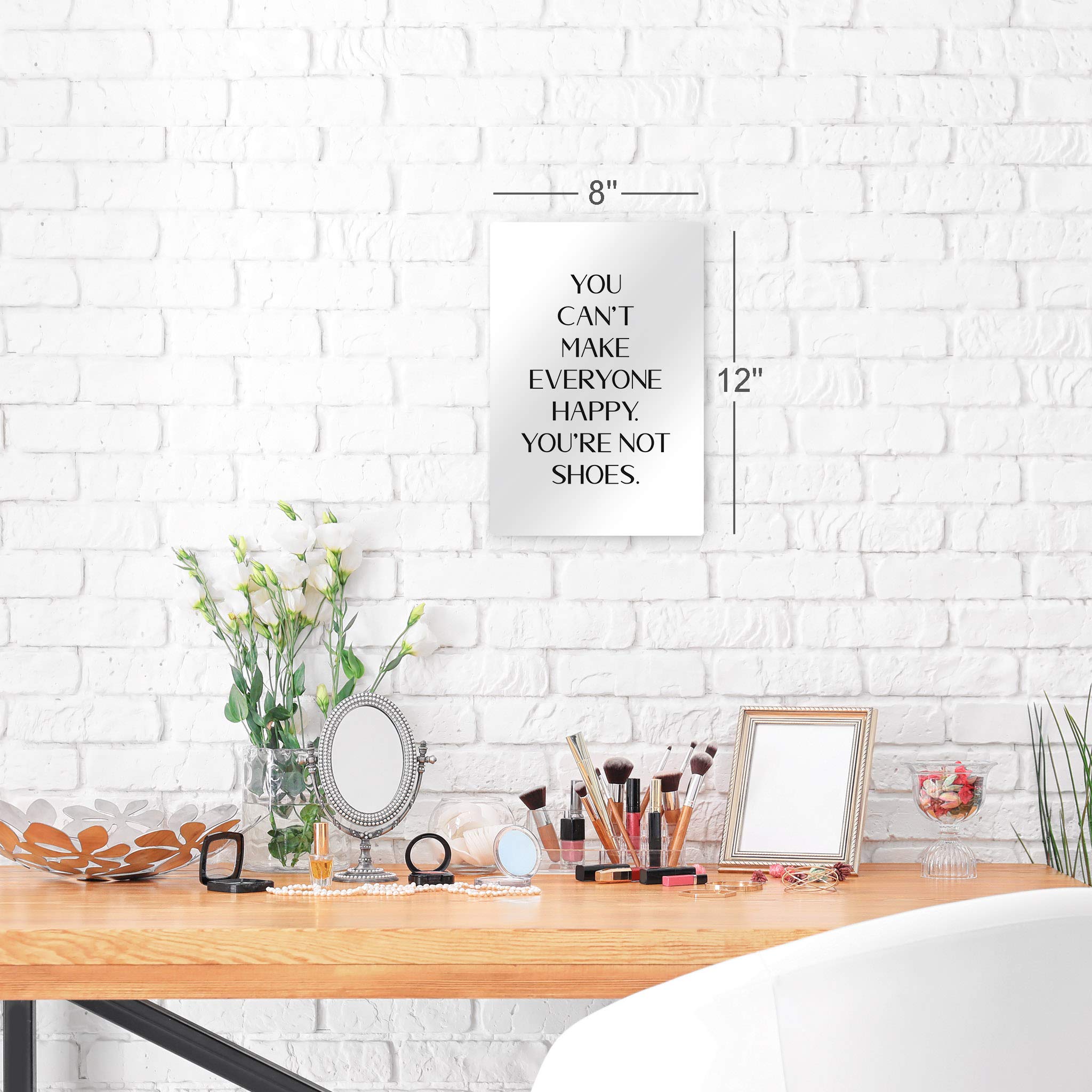 Smile Art Design 'You Can’t Make Everyone Happy You’re Not Shoes' Quote - Glam Fashion Metal Print Wall Art for Office, Bathroom, Teen Girls Room & Women's Dorm - Perfect for Bedroom & Living Room Decor (36x24 Inches)