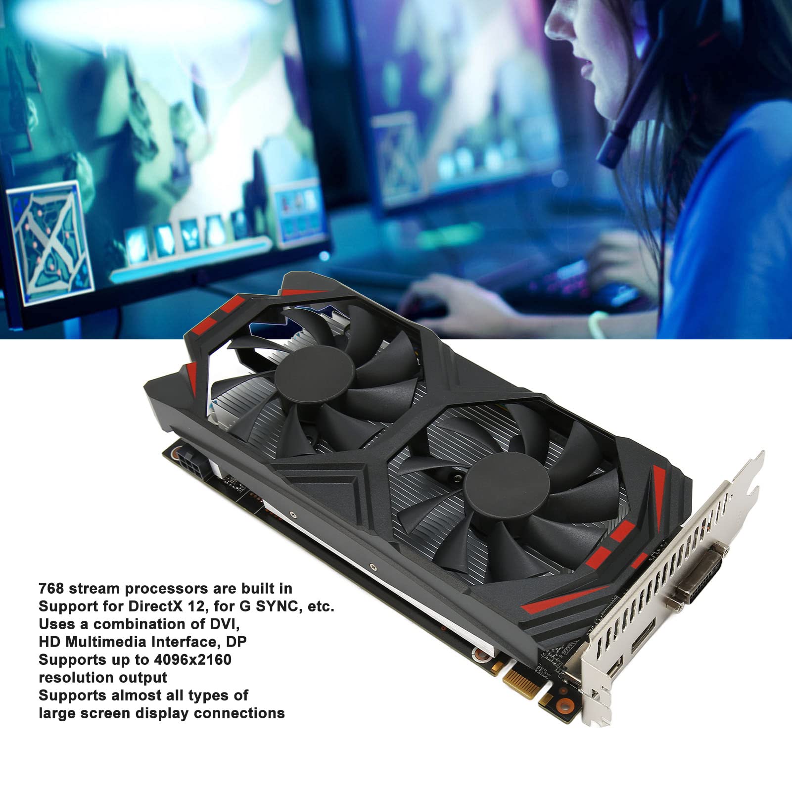 Luqeeg GTX 950 2GB GDDR5 128bit PCIe Graphics Card for PC Gaming - 4K Resolution, DirectX 12, DVI & Fan Cooling - Perfect for Esports, VR & High-Performance Gaming PCs