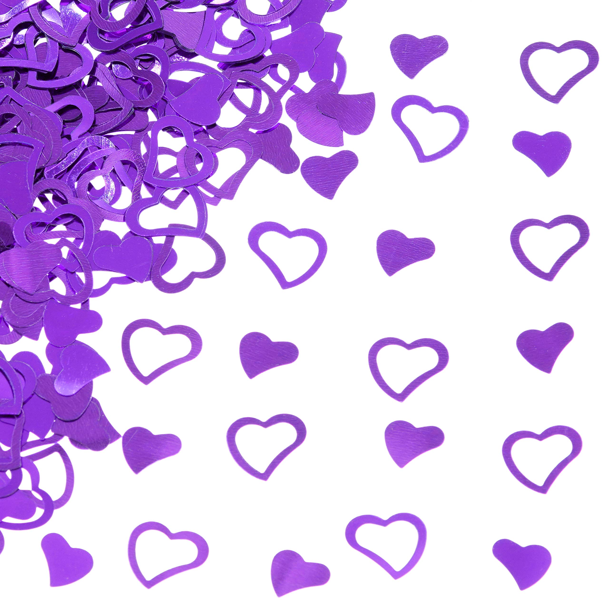 Purple Love Heart Table Confetti - Valentine's Day Wedding Engagement Anniversary Bachelorette Mother's Day Party Decorations | Metallic Foil Sequins for Tables, Cake Toppers & Photo Backdrops | 60g Bulk Pack