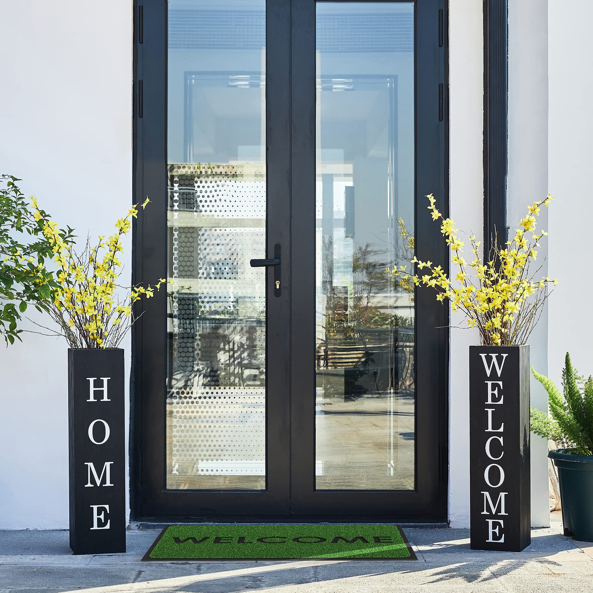 Glitzhome 30 Inch Double Sided Wooden Black Welcome Home Porch Sign - Rustic Farmhouse Front Door Decor for Porch, Patio, and Entryway - Perfect for Holiday, Wedding, and Homewarming Gifts