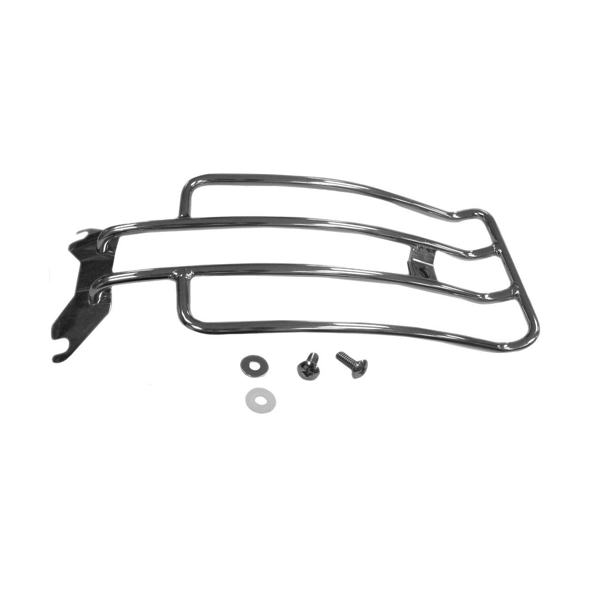 Chrome Solo Luggage Rack C77-0075 for Harley-Davidson FLSTF (2005-2017) - Heavy-Duty Motorcycle Rear Carrier for Touring & Travel Accessories