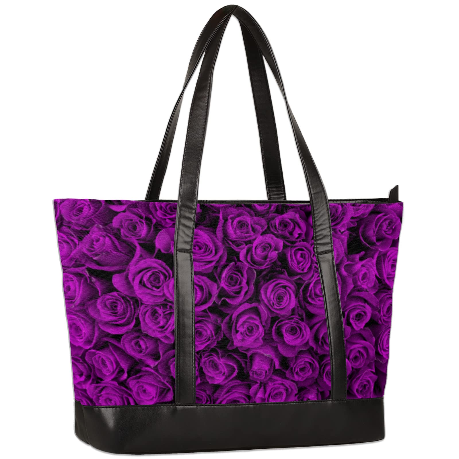 Stylish Waterproof 15.6 Inch Laptop Tote Bag for Women - Lightweight Rose Floral Computer Shoulder Bag for Business, Office, School & Travel | Perfect Work Commute & College Essentials