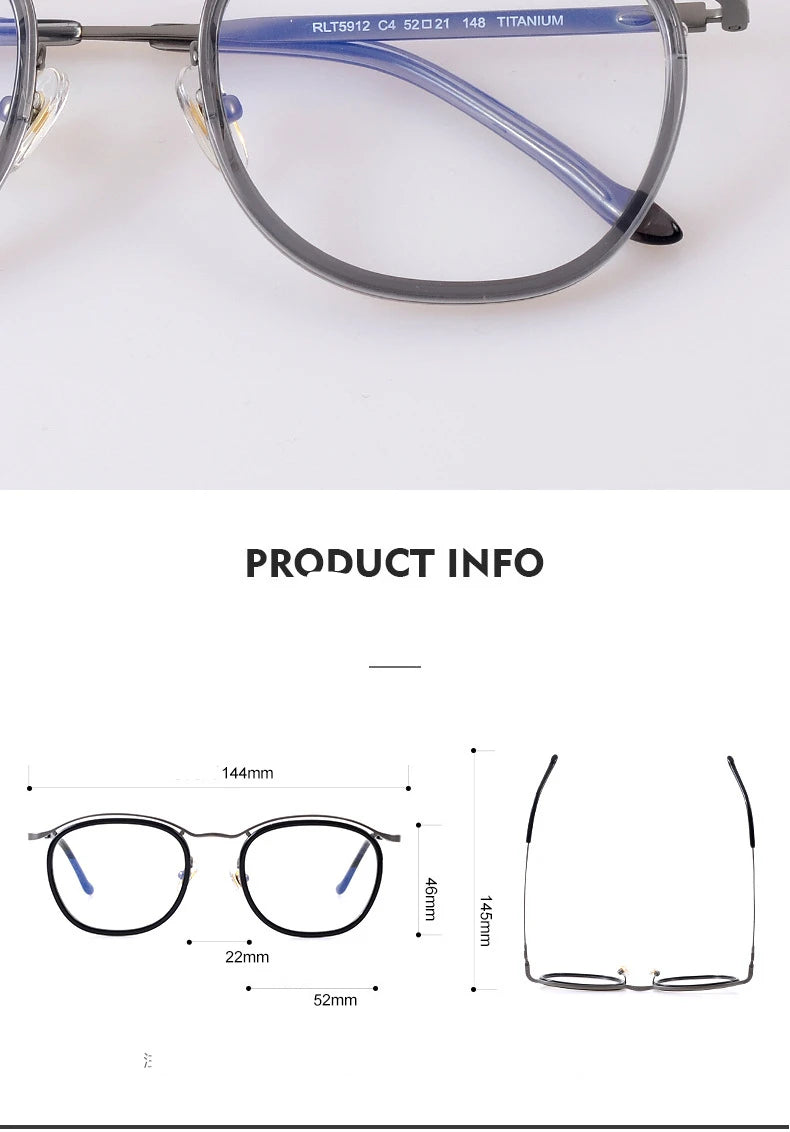 Stylish Unisex Black Titanium Acetate Eyeglasses - Oval Square Full Rim Frame 95912 | Perfect for Work, Reading & Fashion Accessories