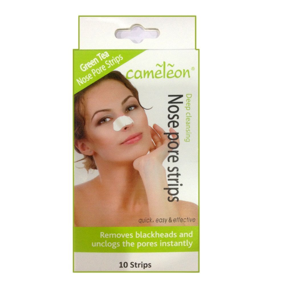 Cameleon Natural Green Tea Nose Pore Strips for Men & Women - Deep Cleansing Blackhead Remover (10 Count) - Perfect for Spa Day & Skincare Routine