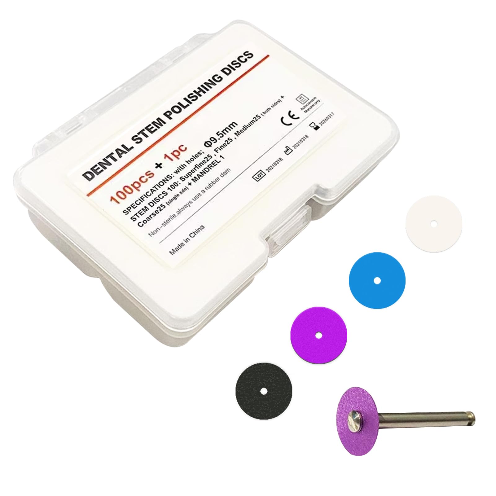 100Pcs Dental Polishing Discs - Single & Double Sided Sand Finishing Grinding Discs with Mandrel (9.5mm) for Teeth Contouring, Whitening & Polishing - Professional Dental Tools for Dentists, Hygienists & Home Teeth Care