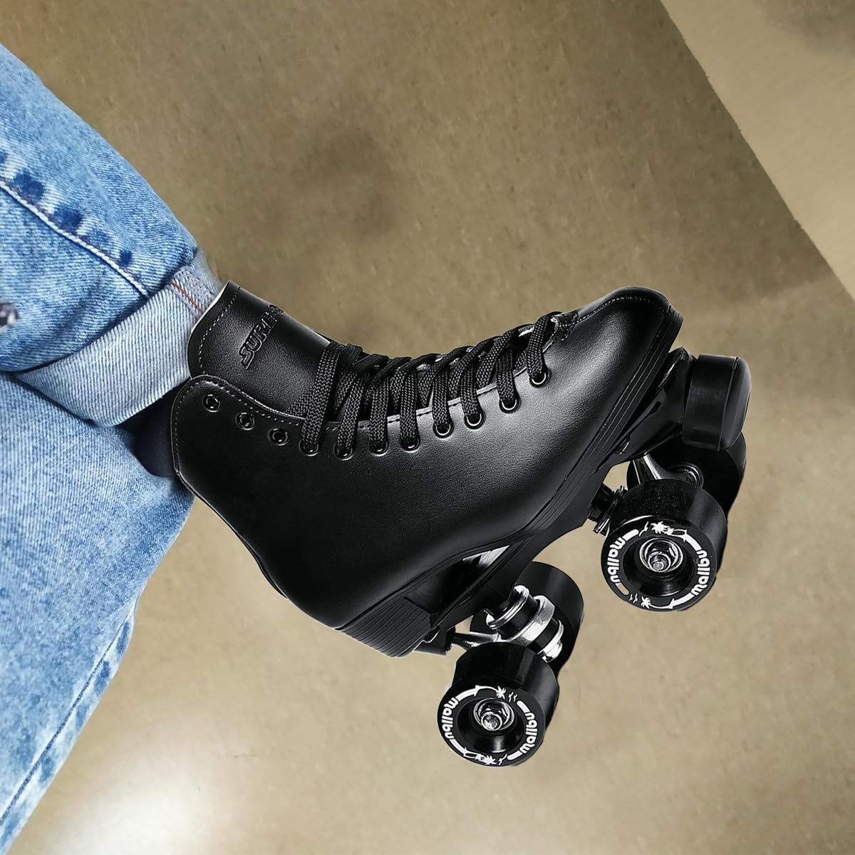 Sure-Grip Malibu Unisex Roller Skates - Stylish Vegan Leather, Durable Aluminum Trucks, ABEC 3 Bearings, 88a Hardness Wheels - Perfect for Indoor and Outdoor Skating, Made in USA