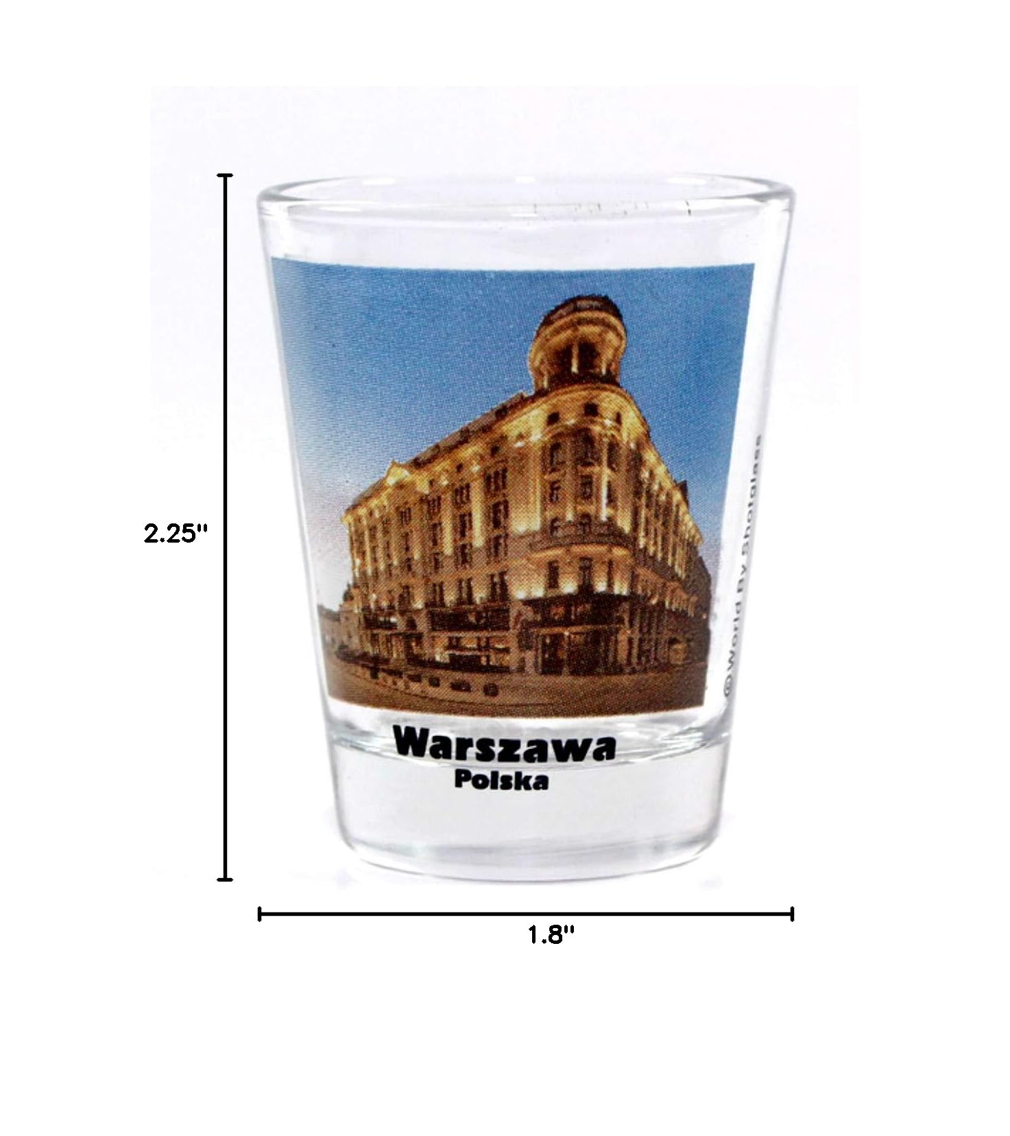 Warsaw Poland City Landmarks Color Photo Shot Glass - Collectible Souvenir Glass for Whiskey, Vodka & Cocktails - Perfect Gift for Travel Lovers & Poland Enthusiasts