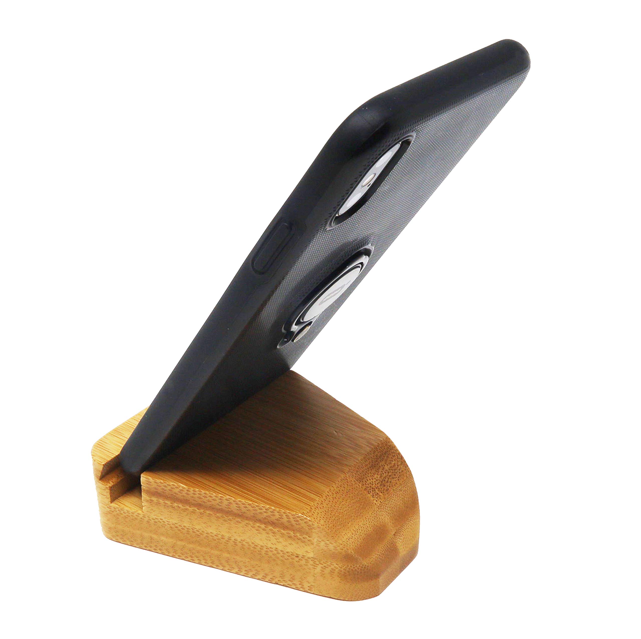 Premium Bamboo Phone Stand - Adjustable Desktop Cell Phone Holder for iPhone, Samsung, Tablets | Perfect for Home, Office, Video Calls & Hands-Free Viewing