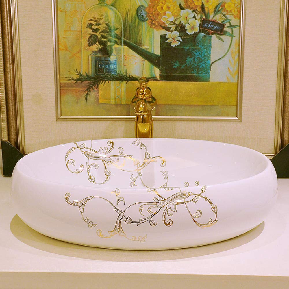 SHAWLA Oval Ceramic Vessel Sink - Handmade Countertop Bathroom Basin, White Porcelain Wash Sink for Modern Vanity, Farmhouse & Contemporary Bathroom Decor - Perfect for Master Bath, Guest Bath & Powder Room