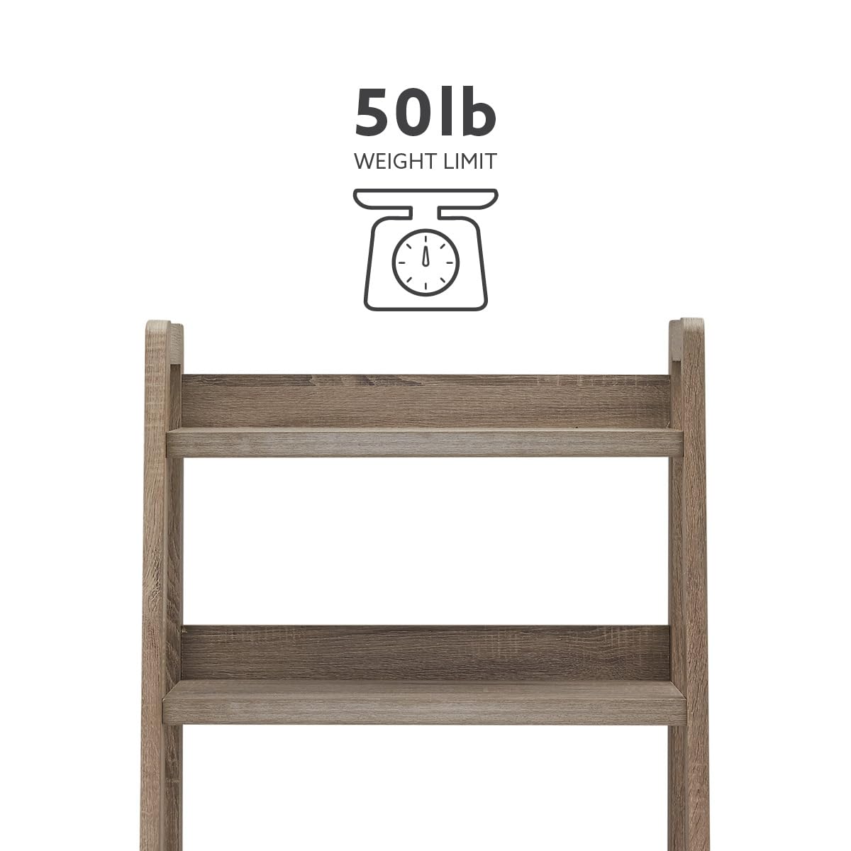 Linon Tracey Greywash Wooden 5-Shelf Ladder Bookcase - Stylish Storage for Living Room, Bedroom, or Home Office