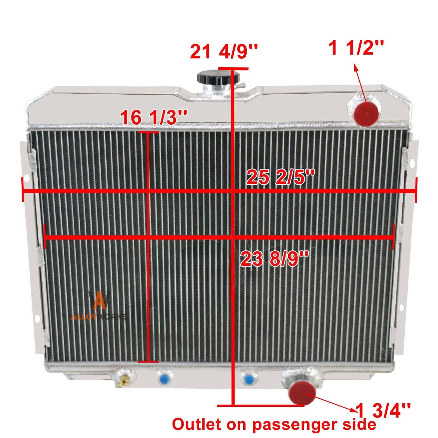 ALLOYWORKS 3 Row Aluminum Radiator with Shroud, Dual 12